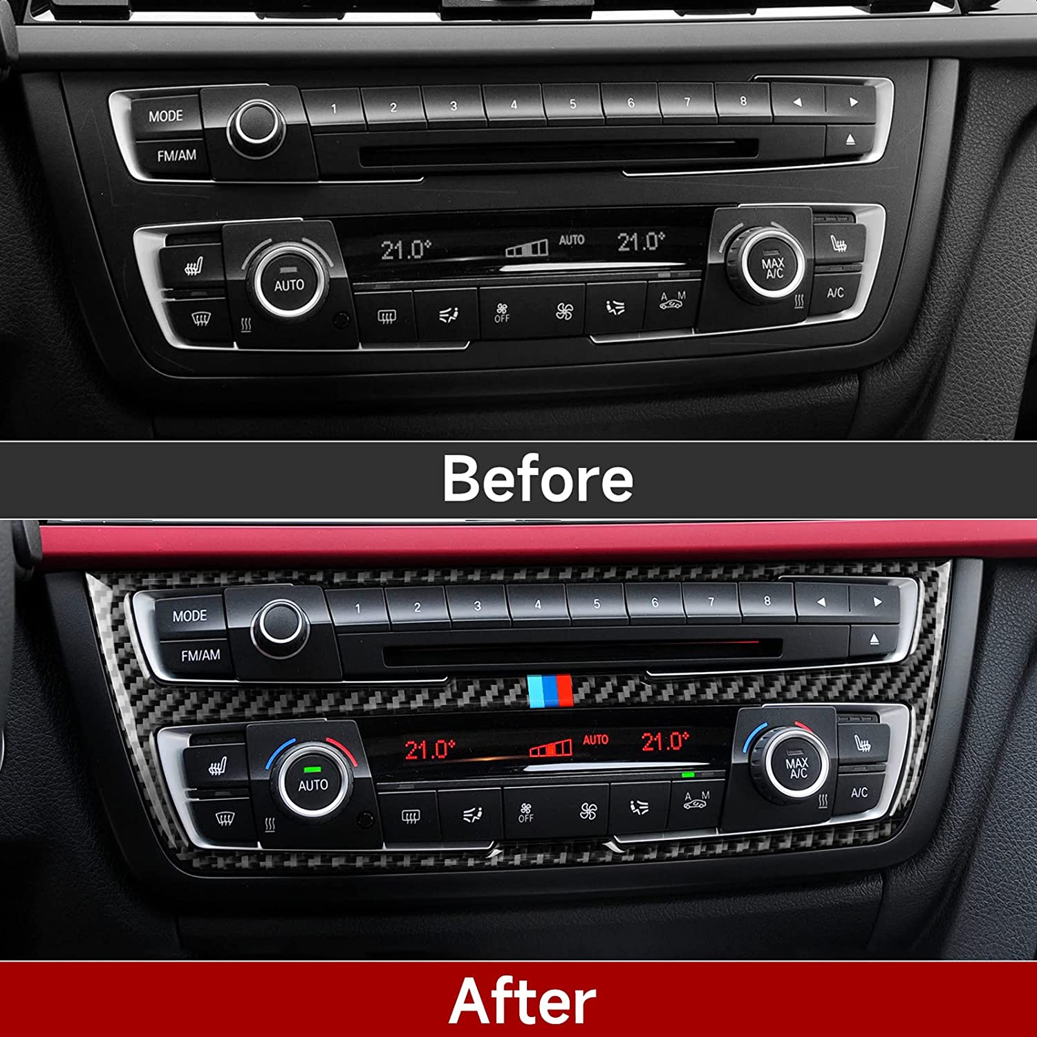 Car CD Panel Cover Sticker Carbon Decal Trim fits for F30 F31 F34 3GT F32 F33 F36 2012 2013 2014 2015 2016 2017 2018 2019 Interior Accessories - Delicate Leather