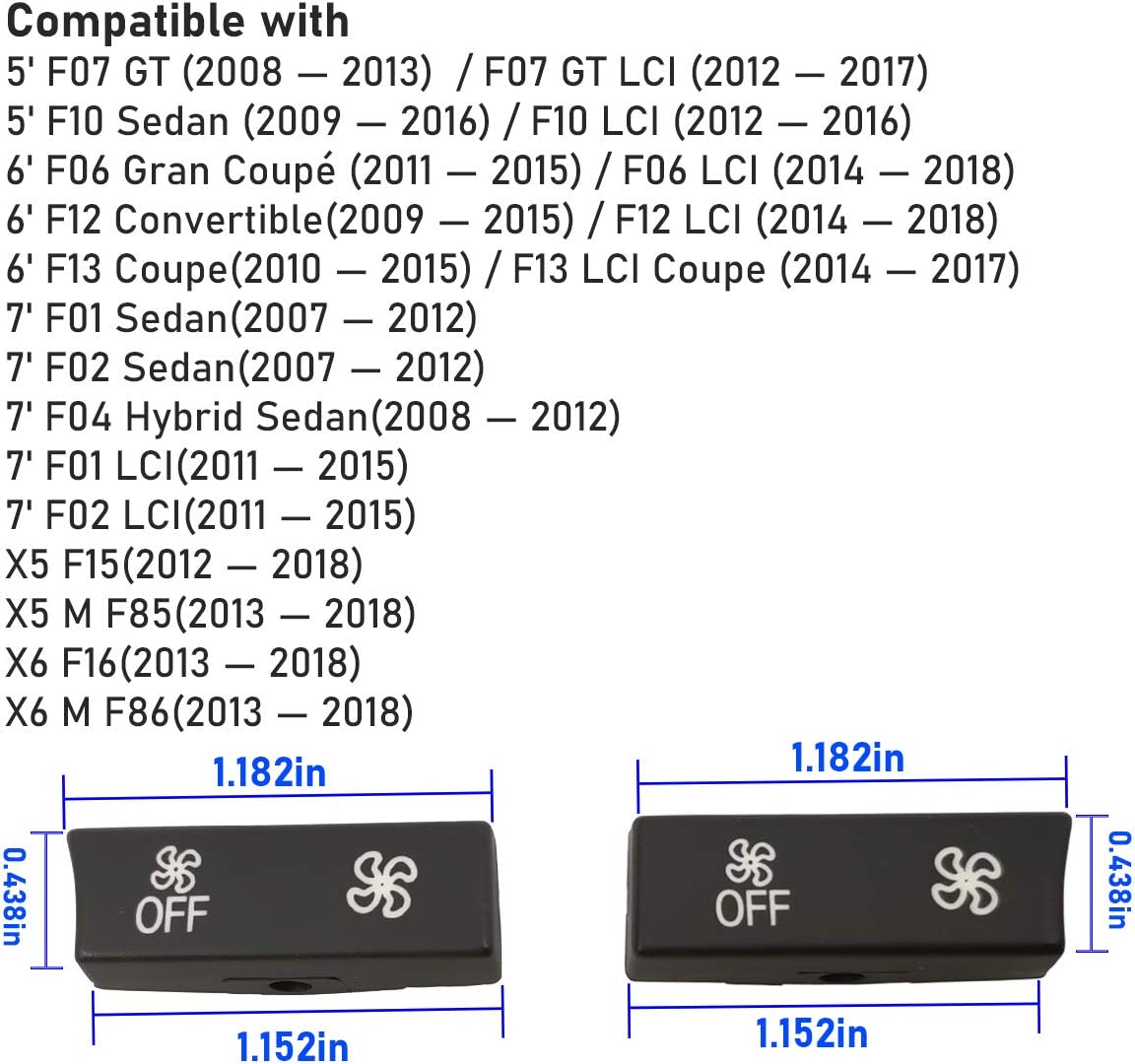 Compatible with Climate Control Button Fan Speed Button Replacement, AC Button for 5' F07/F10,6' F06/F12/F13,7' F01/F02/F04,X5 F15/M F85,X6 F16/M F86 (Only for AC Panel with 12 Buttons) - Delicate Leather