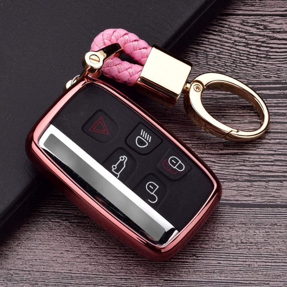 5 Buttons TPU Smart Remote Key Fob Case Cover Compatible with Defender Discovery Sport LR2 LR3 LR4 Sport EVOQUE - Delicate Leather
