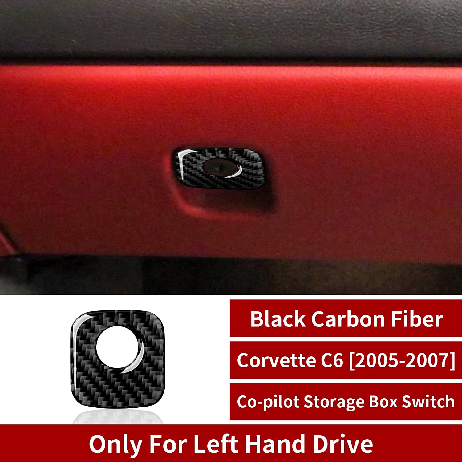 Car Co-Pilot Storage Box Switch Sticker Decal Carbon Fiber Interior Trim Cover Compatible with C6 2005 2006 2007 Car Accessories - Delicate Leather