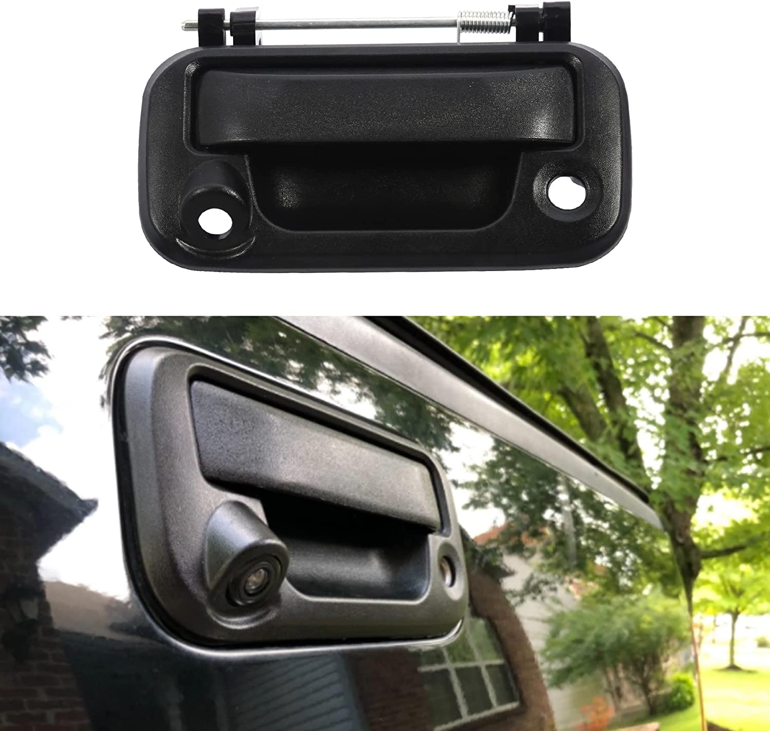 Tailgate Handle Exterior, with Camera Bracket, Compatible with 2004-2016 Ford F150 F250 F350 F450 F550 Super Duty Explorer Lobo,Lincoln Mark LT Replace#8L3Z-9943400-AC, 81076 - Delicate Leather