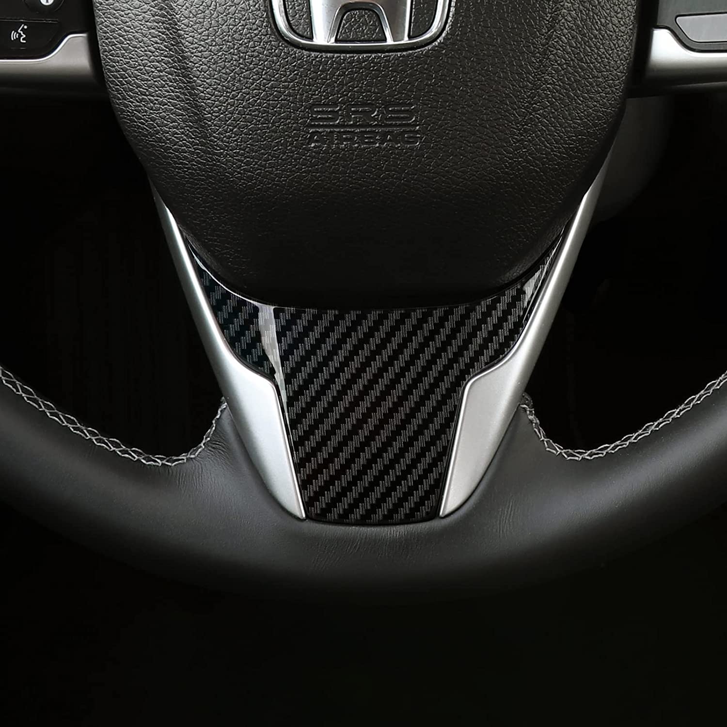 For Civic 2016 2017 2018 2019 2020 2021 Accessories Steering Wheel Cover Trim ABS Carbon Fiber Interior Sticker