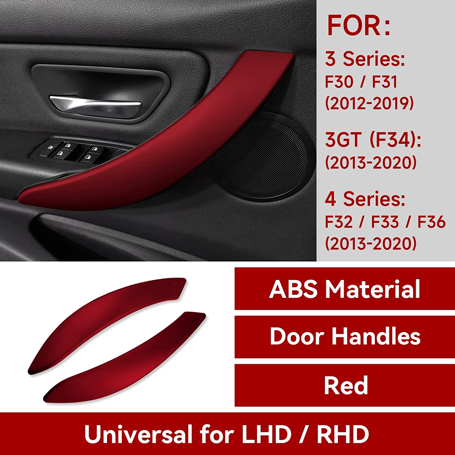 2PCS Car Door Handles Sticker Decal ABS Trim Compatible with BMW F30 F31 F34 3GT F32 F33 F36 Accessories, 2012-2020 - Delicate Leather