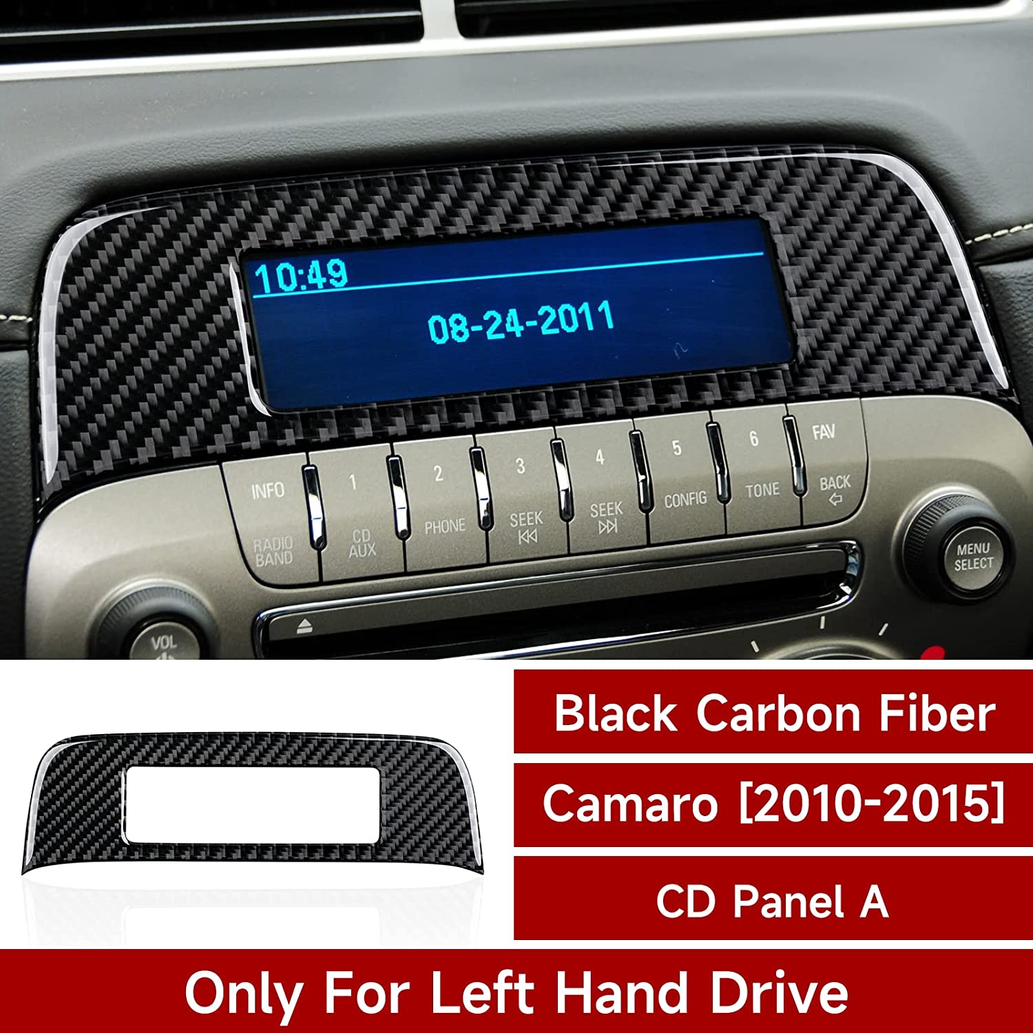 Car Central Control CD Panel Sticker Decal Carbon Fiber Interior Trim Cover - Delicate Leather