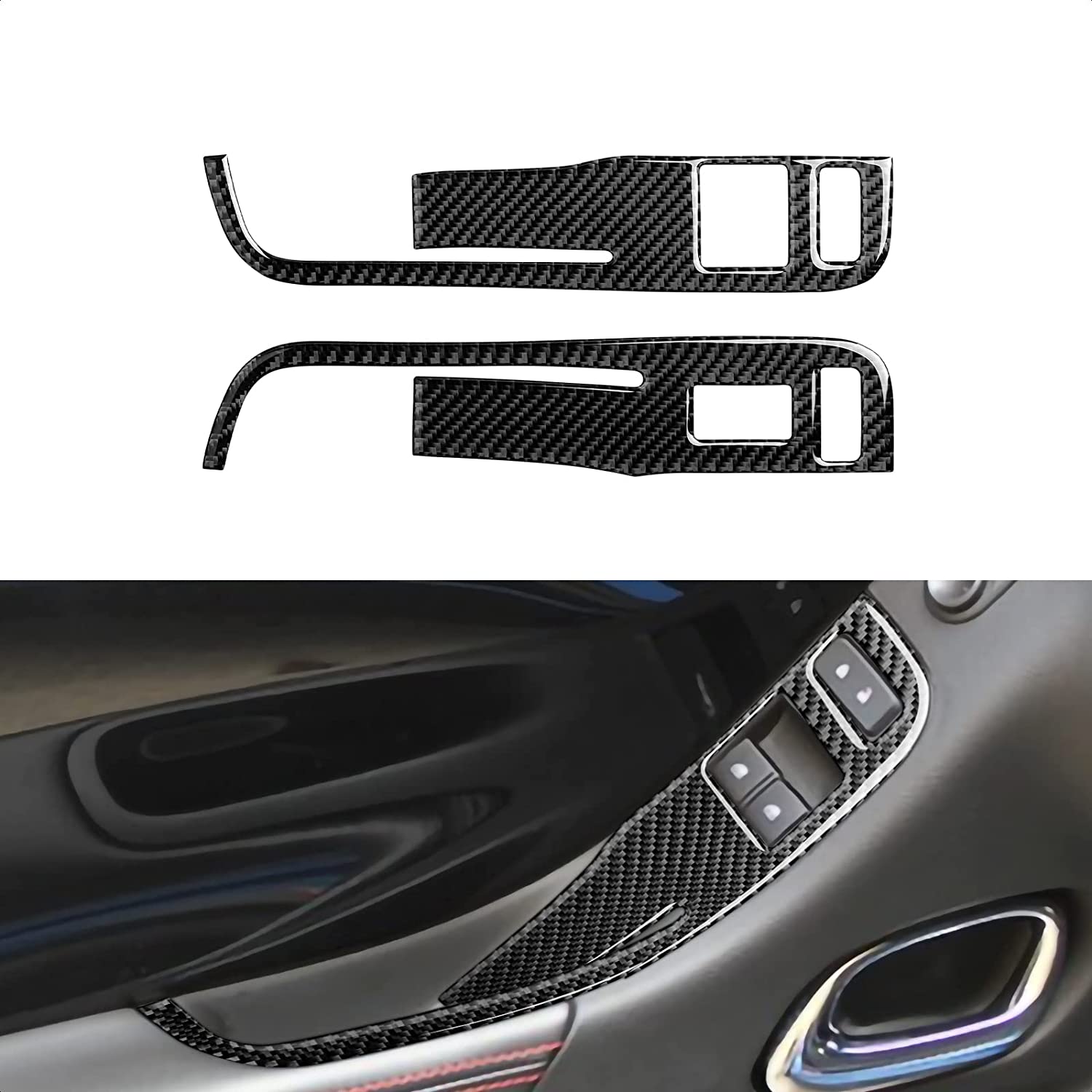 Car Door Window Control Switch Panel Sticker Decal Carbon Fiber Interior Trim Cover Compatible with Camaro 2013 2014 2015 Car Accessories - Delicate Leather