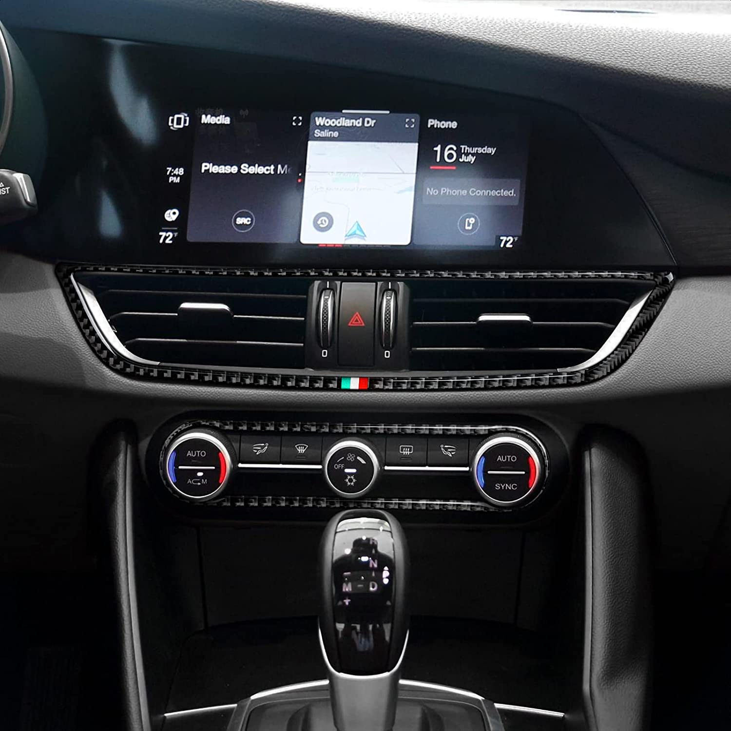 Car Air Vent Sticker Center Console AC Decals Carbon Fiber Trim Compatible with Giulia 2017 2018 2019 Accessories - Delicate Leather