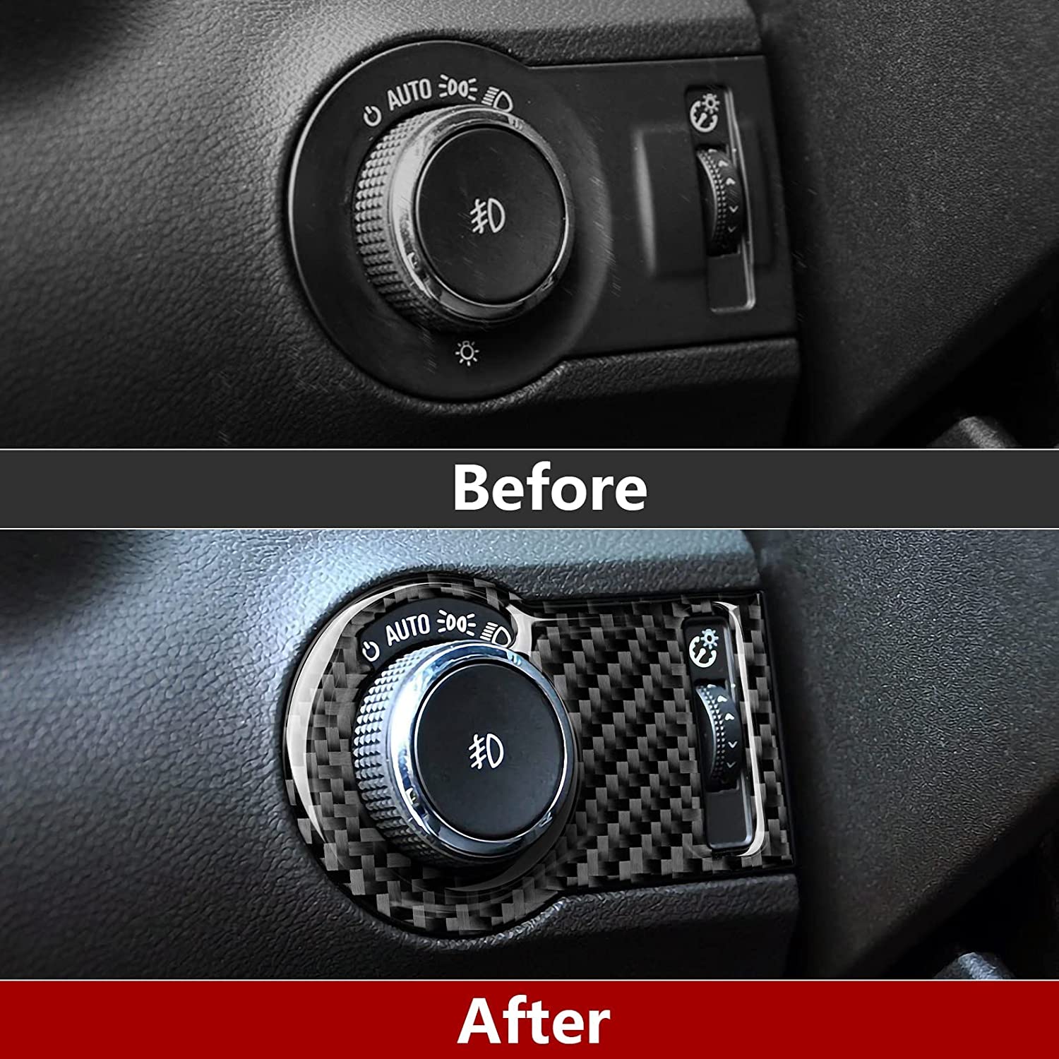 Car Headlight Switch Button Sticker Decal Carbon Fiber Interior Trim Cover for Camaro 2010 2011 2012 2013 2014 2015 Accessories - Delicate Leather