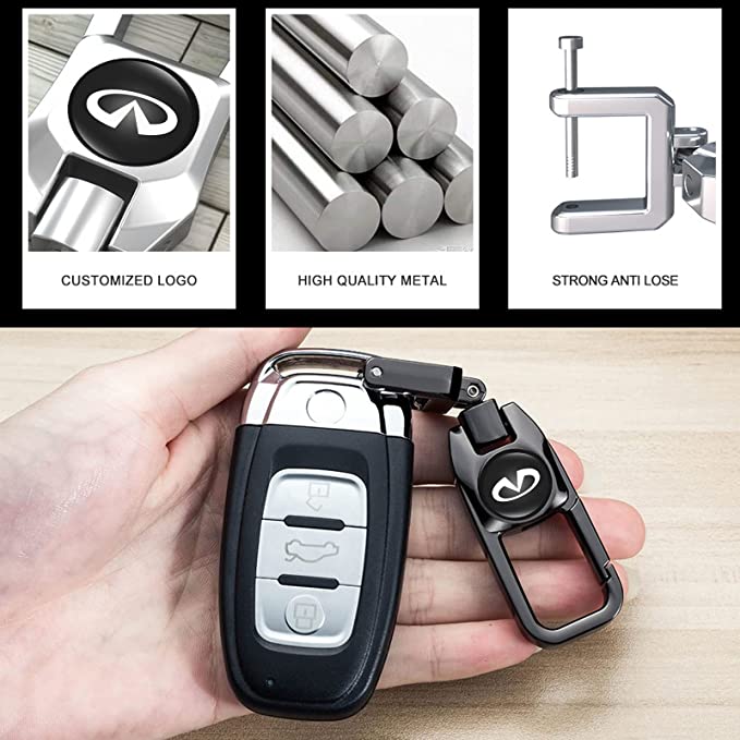 Metal Car Keychains Replacement with Logo, Custom fit for Car Key Chain, Key Chains for Women Keychain Accessories, Family Present, black - Delicate Leather