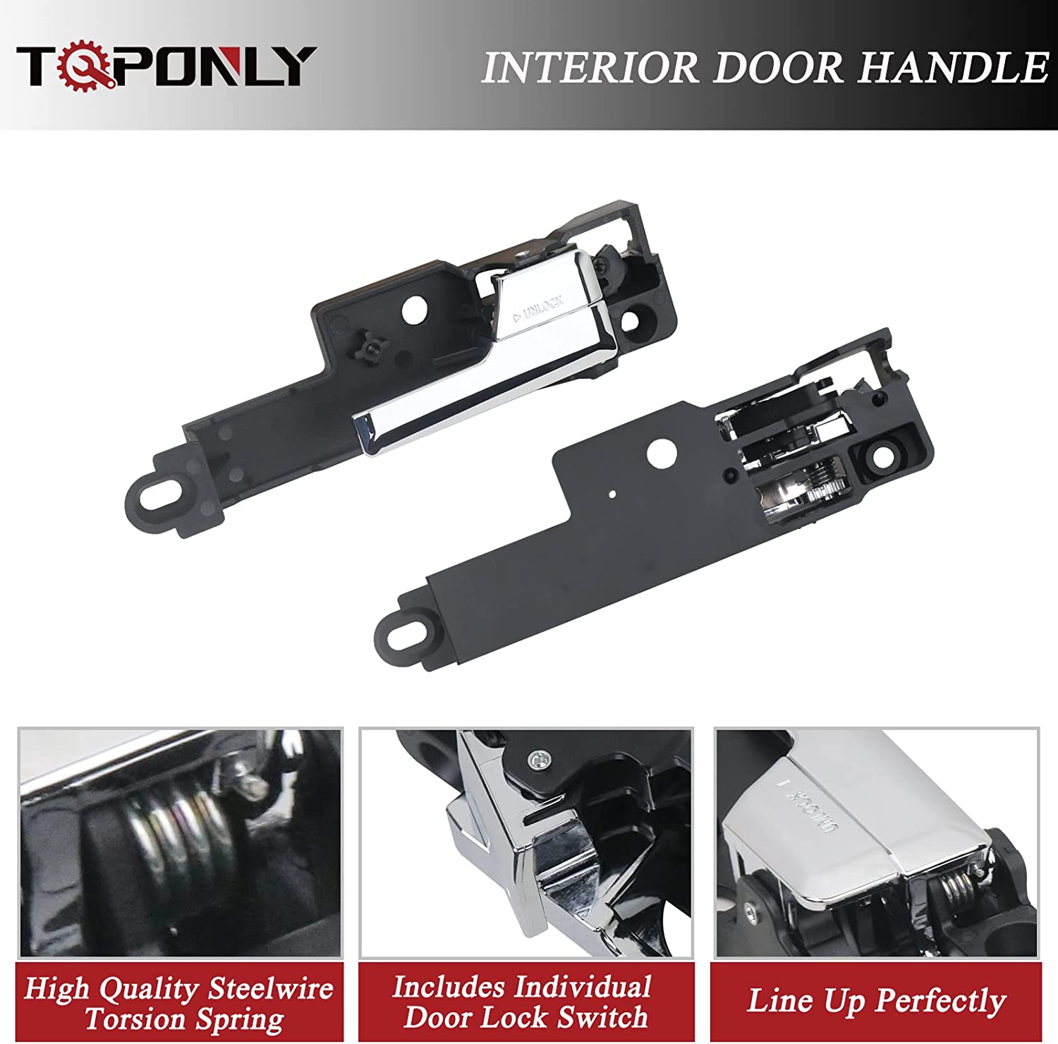 Interior Door Handle Front Left & Right Side (1 Pair) Compatible with 2006-2012 Ford Fusion,2007-2012 Lincoin MKZ,2006 Lincoin Zephyr,2006-2012 Mercury Milan - Delicate Leather