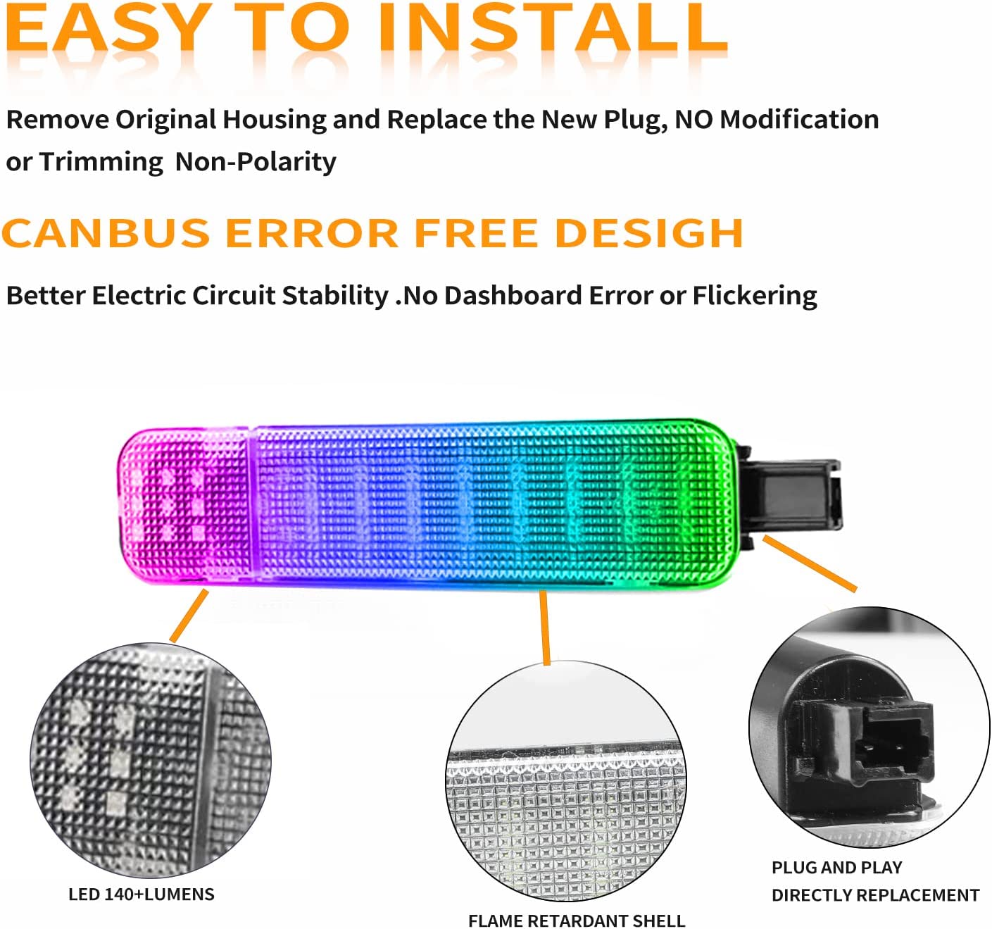 2x RGB LED Door Panel Courtesy Step Interior Light Compatible with 1999-2006 Silverado/Sierra 1500 2001-2006 3500 2500 HD 1999-2006 Yukon 1995-1999 C1500 C2500 C3500 - Delicate Leather