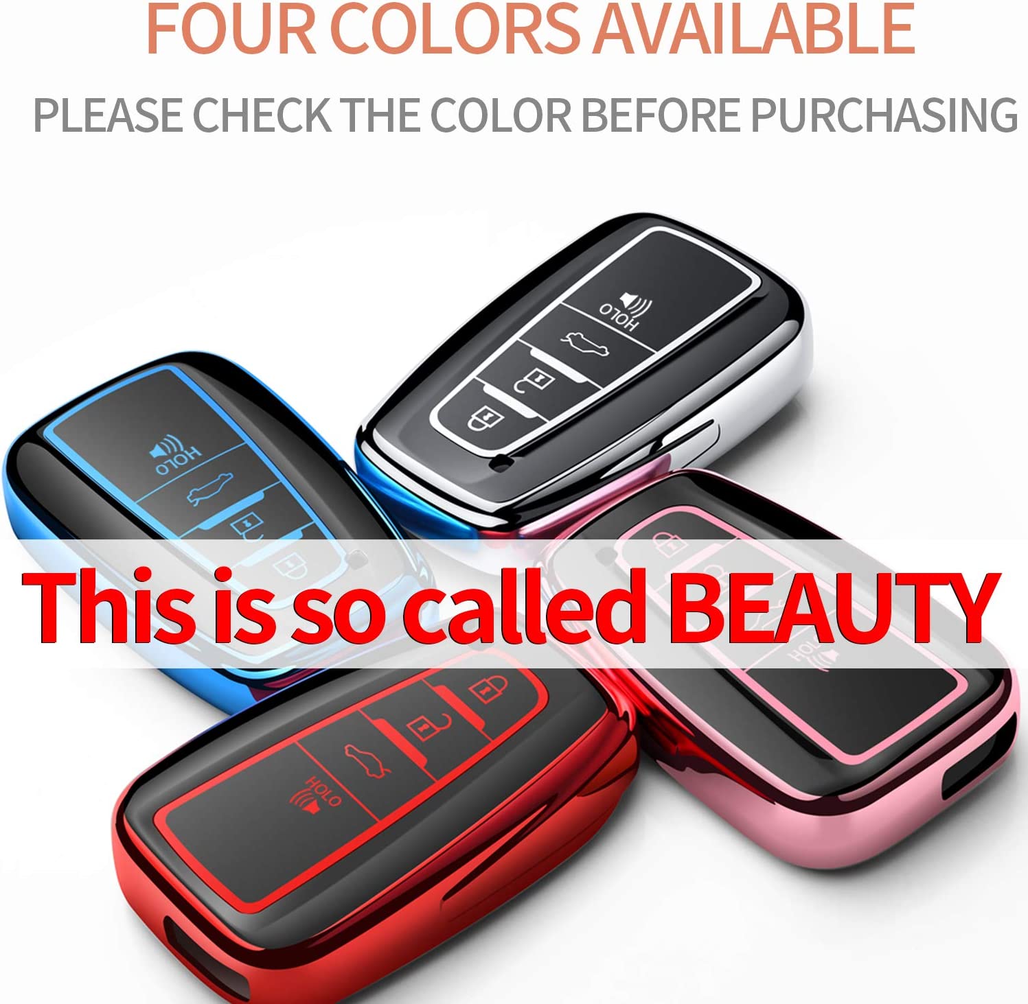 Toyota Key Fob Cover with Keychain,Special Soft TPU Key Case Protector Compatible with 2018-2022 RAV4 Camry Avalon Corolla Highlander C-HR Prius - Delicate Leather