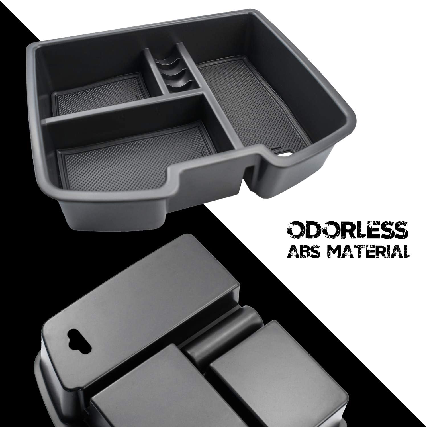 Center Console Tray Accessoies Armrest Box Secondary Storage Holder Organizer for Avalanche Tahoe Silverado Suburban 1500 2500 Pickup Truck Yukon, Black - Delicate Leather