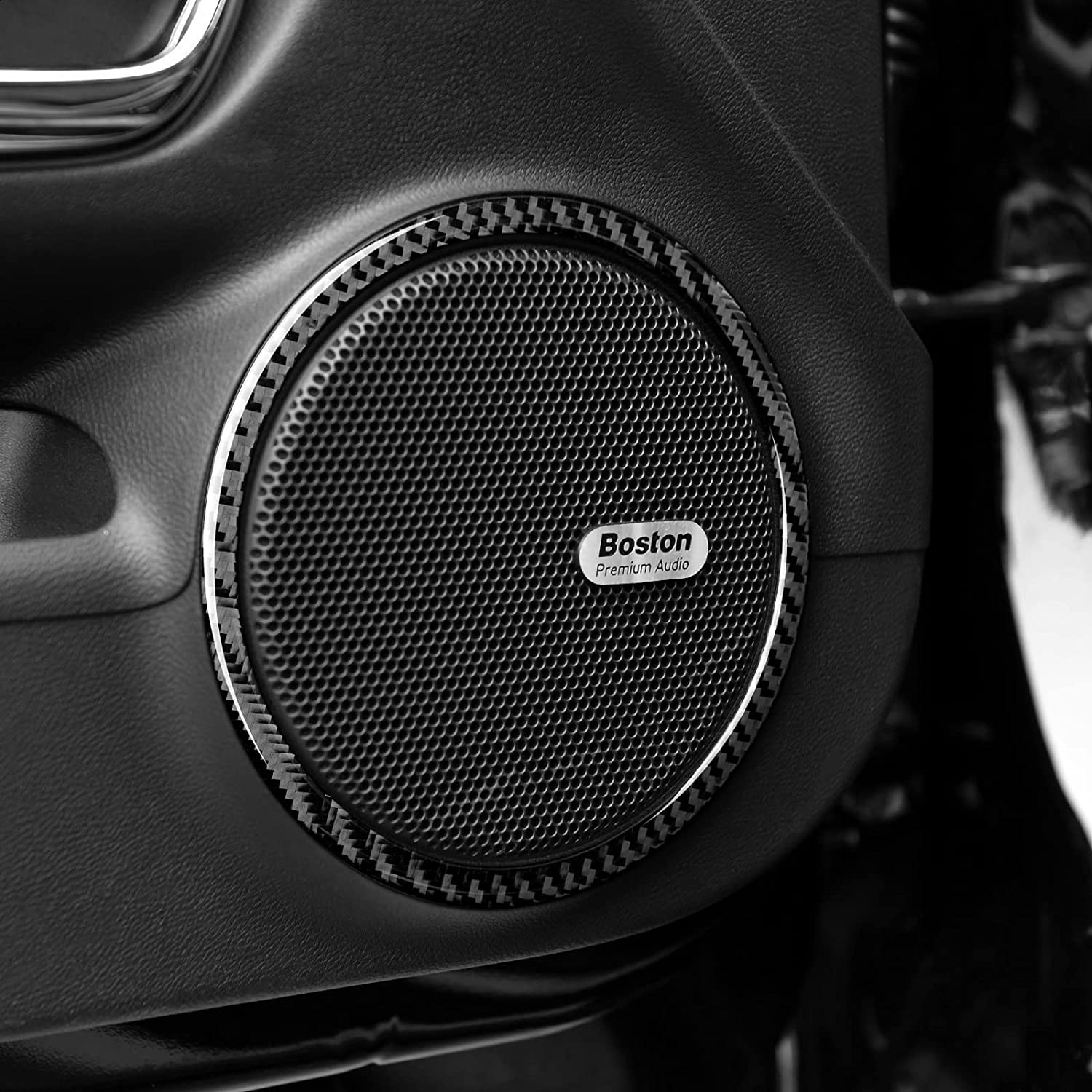 Car Door Audio Speaker Sticker Decal Carbon Fiber Interior Trim Cover for Camaro 2010 2011 2012 2013 2014 2015 Accessories - Delicate Leather