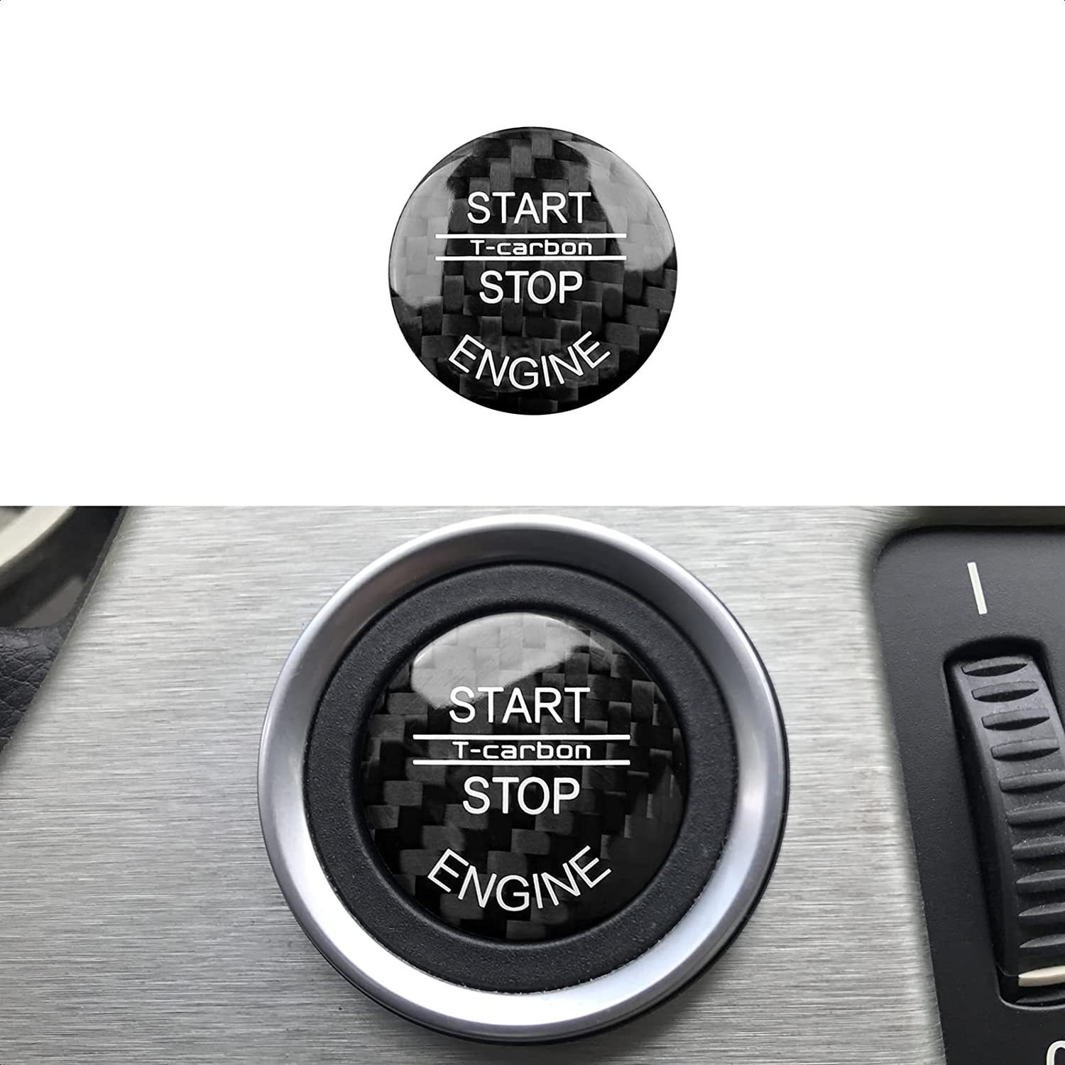 Car Engine Start Stop Button Cover Carbon Sticker Decals Trim Push to Start Ignition Button fits for E90 E91 E92 E93 Interior Accessories - Delicate Leather