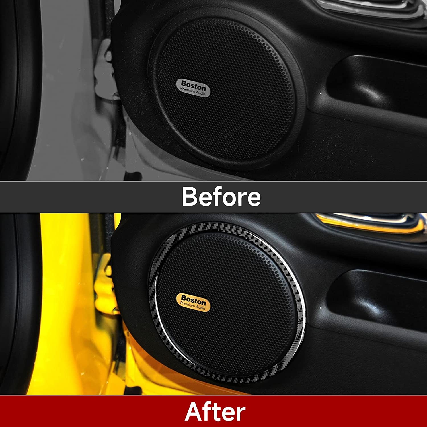 Car Door Audio Speaker Sticker Decal Carbon Fiber Interior Trim Cover for Camaro 2010 2011 2012 2013 2014 2015 Accessories - Delicate Leather