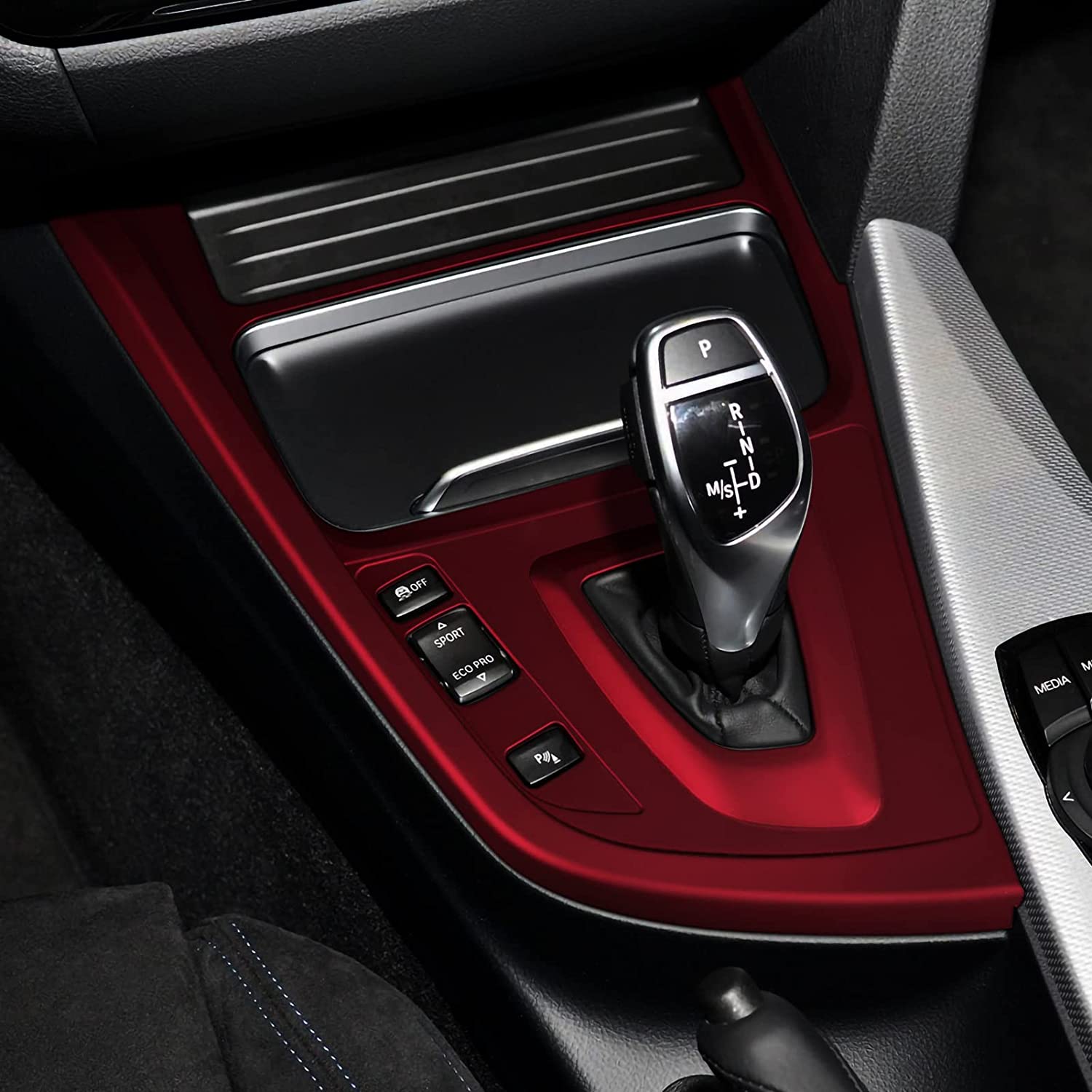 Car Gear Shift Cover Sticker Decal ABS Trim Compatible with 3 4 Series F30 F31 F34 3GT F32 F33 F36 Accessories - Delicate Leather