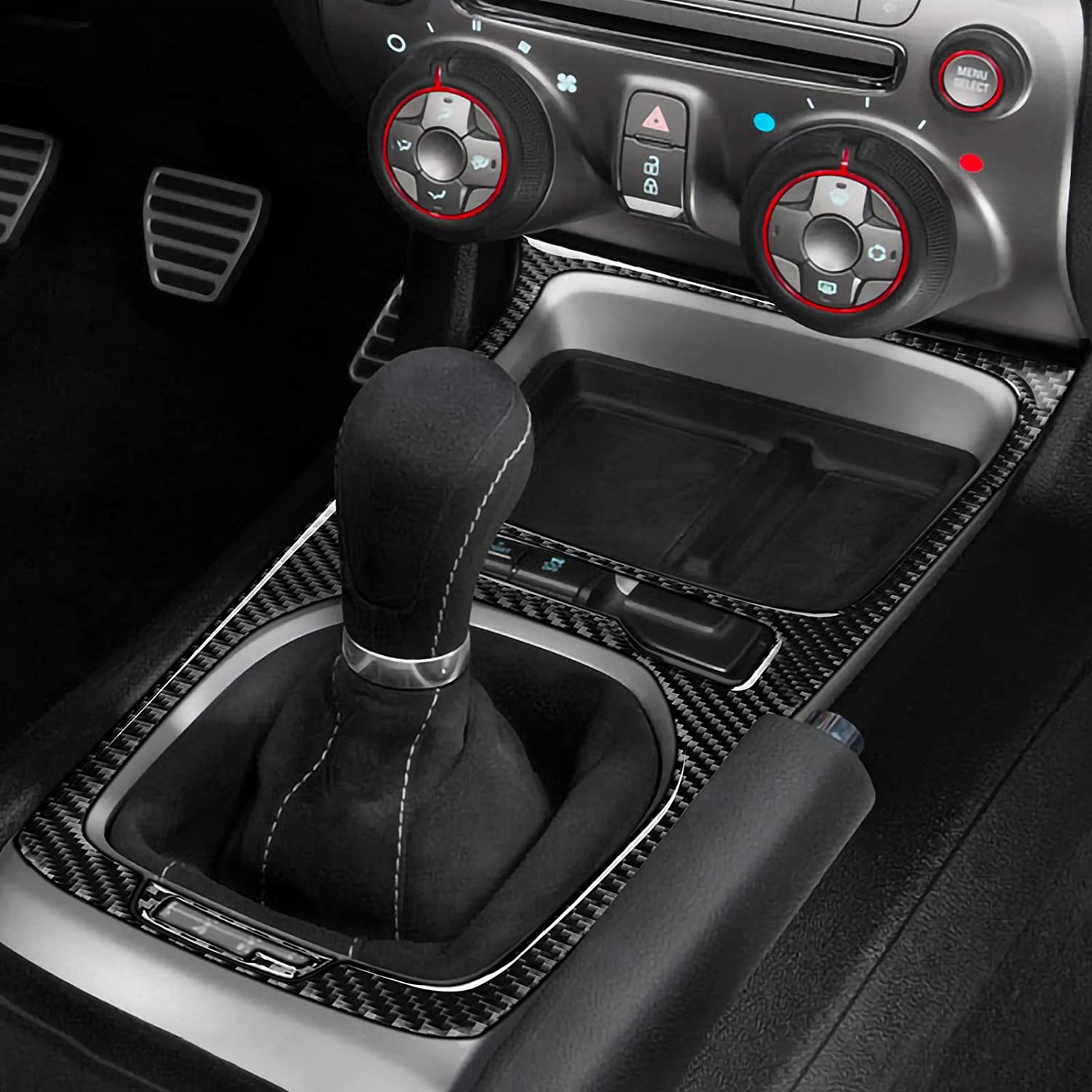 Car Gear Shift Panel Sticker Decal Carbon Fiber Interior Trim Cover Compatible with Chevrolet Camaro 2010 2011 2012 2013 2014 2015 Car Decoration Accessories - Delicate Leather