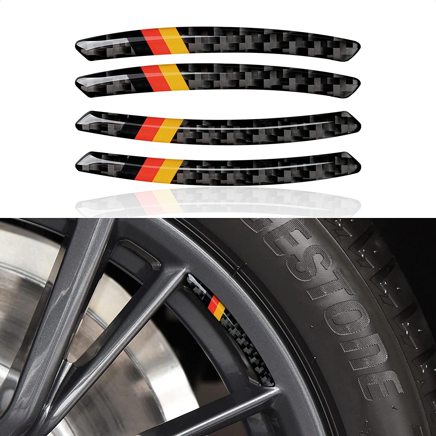 4PCS Universal Car Wheel Center Emblems Sticker Carbon Fiber Wheel Protection Decal Trim Cover Wheel Decoration Accessories - Delicate Leather