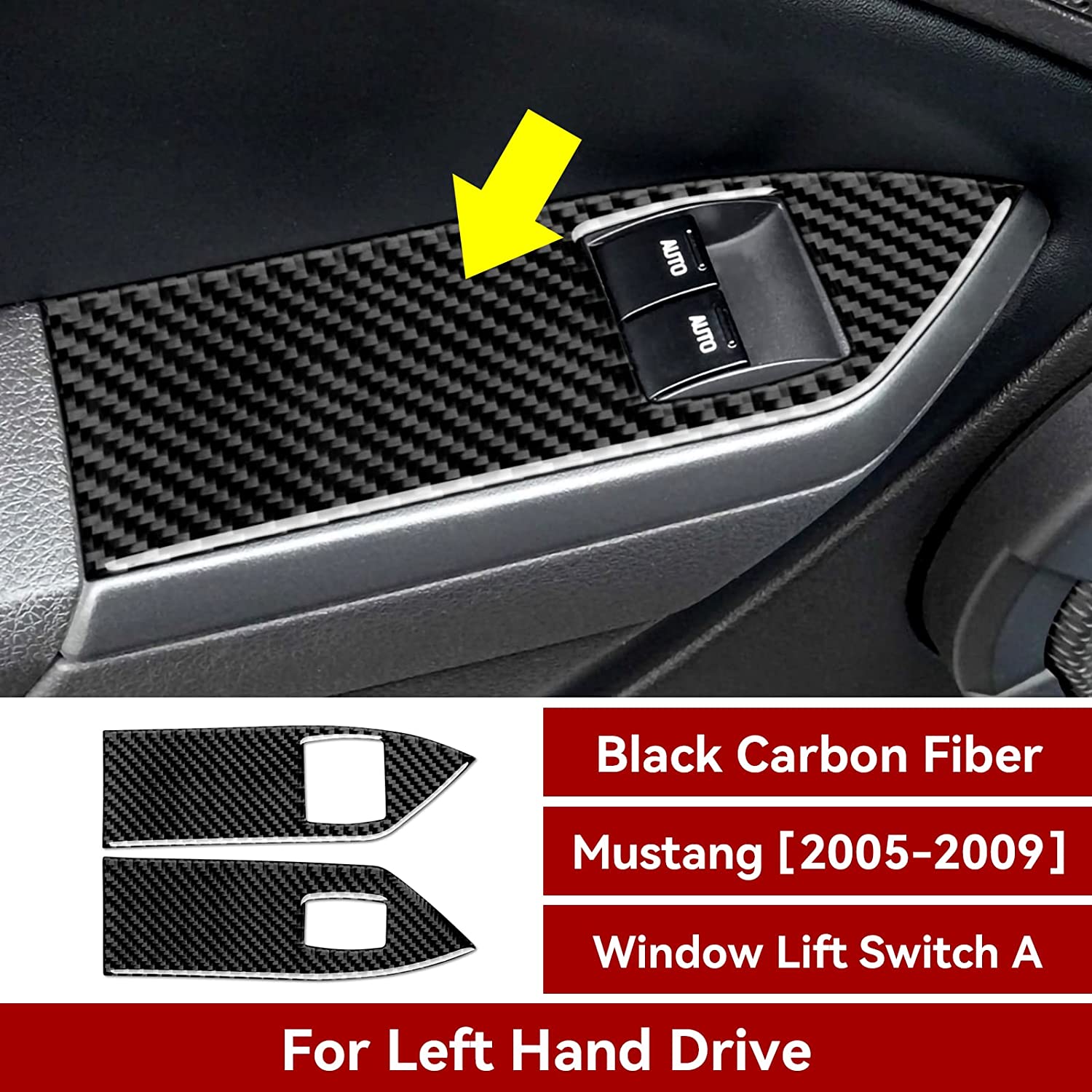 Car Window Lift Switch Sticker Decal Carbon Fiber Interior Trim Cover for GT 2005 2006 2007 2008 2009 S197 Accessories - Delicate Leather