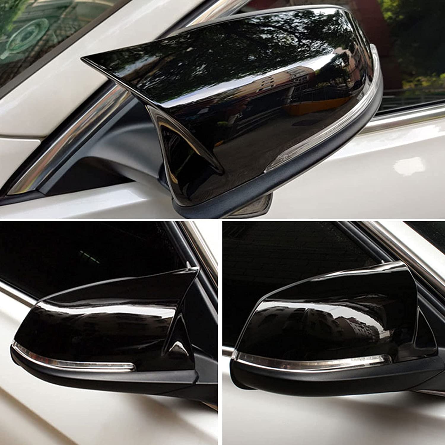 Door Mirror Covers,Glossy Black Replacement Rearview Side Mirror Covers Caps Rearview Replacement for F20 F22 F23 F30 F31 F32 F33 F36 F87 M2 X1 E84 - Delicate Leather