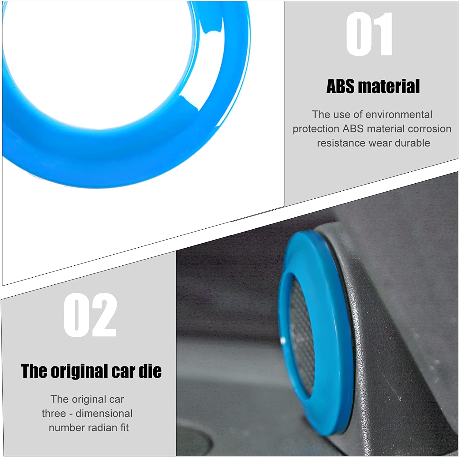 A Pillar Speaker Decoration Cover Trim Stickers Car Interior Accessories for 2007-2014 Wrangler JK JKU (Light Blue) - Delicate Leather