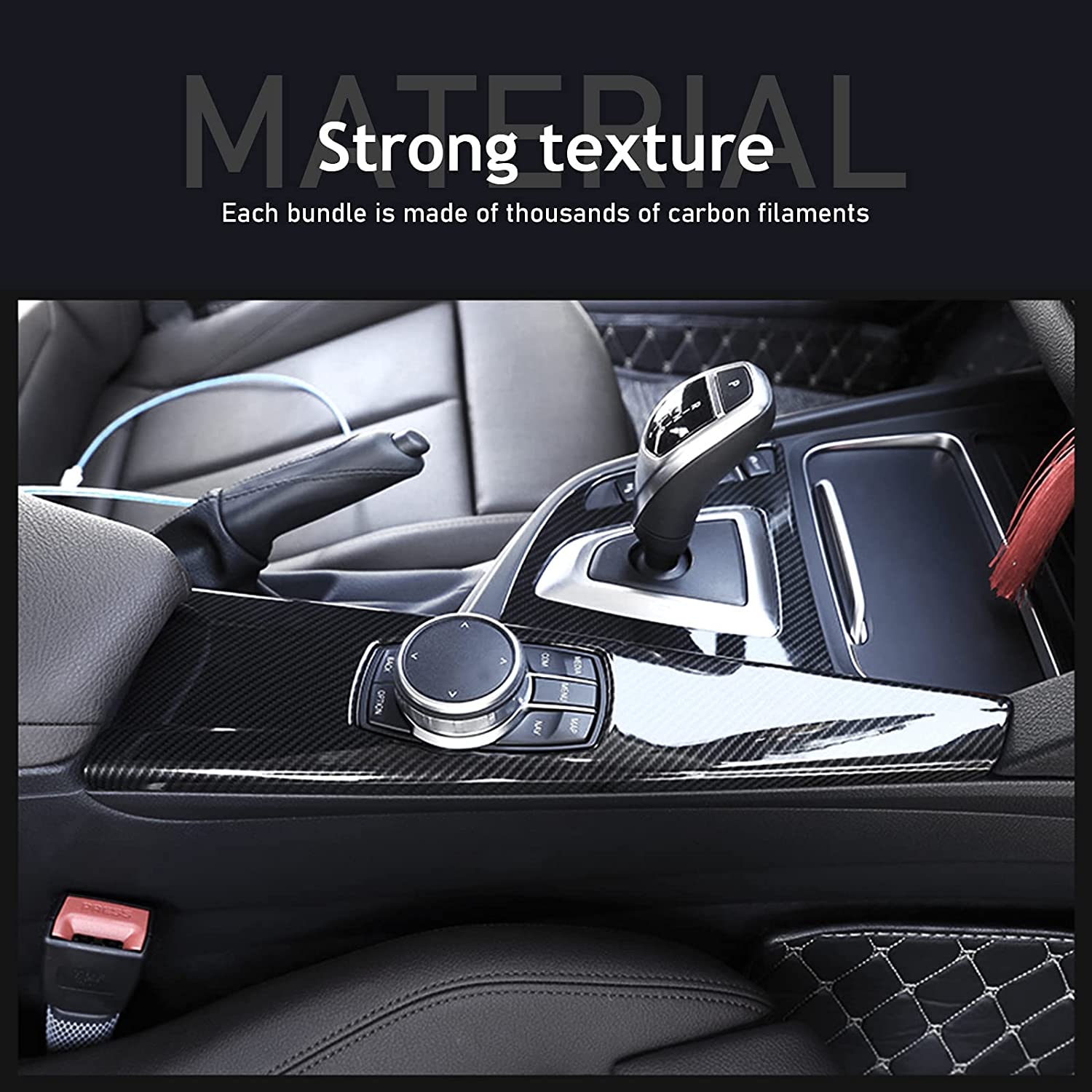Multimedia Panel Cover for 3 4 Series, Carbon Fiber Interior Trim Multimedia Panel Cover for F30 F34 F33 F36 - Delicate Leather