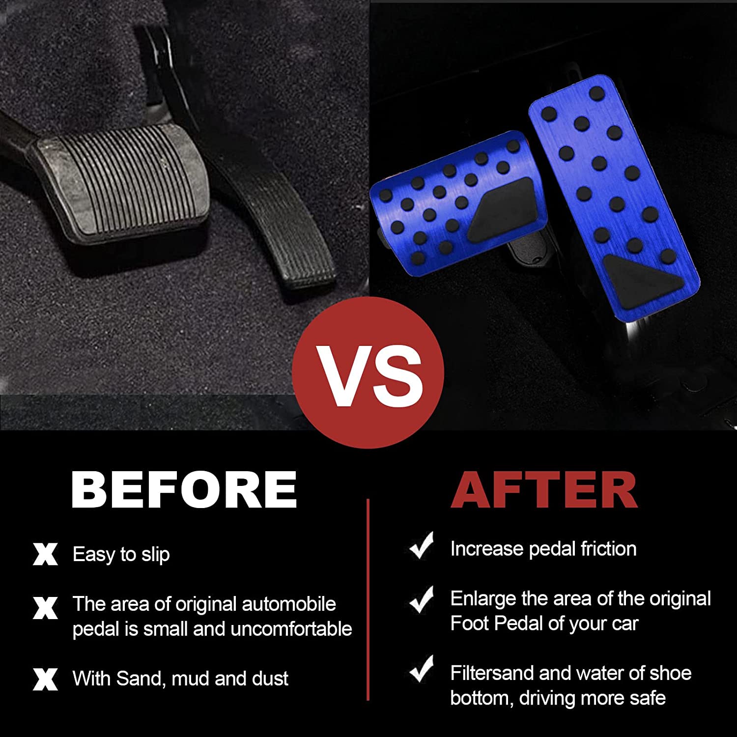 Aluminum Alloy No Drilling Non Slip Gas Pedal Brake Pedal Cover Interior Accessories Kit 2 Pieces Compatible with 2011-2021 Grand Cherokee & Dodge Durango - Delicate Leather