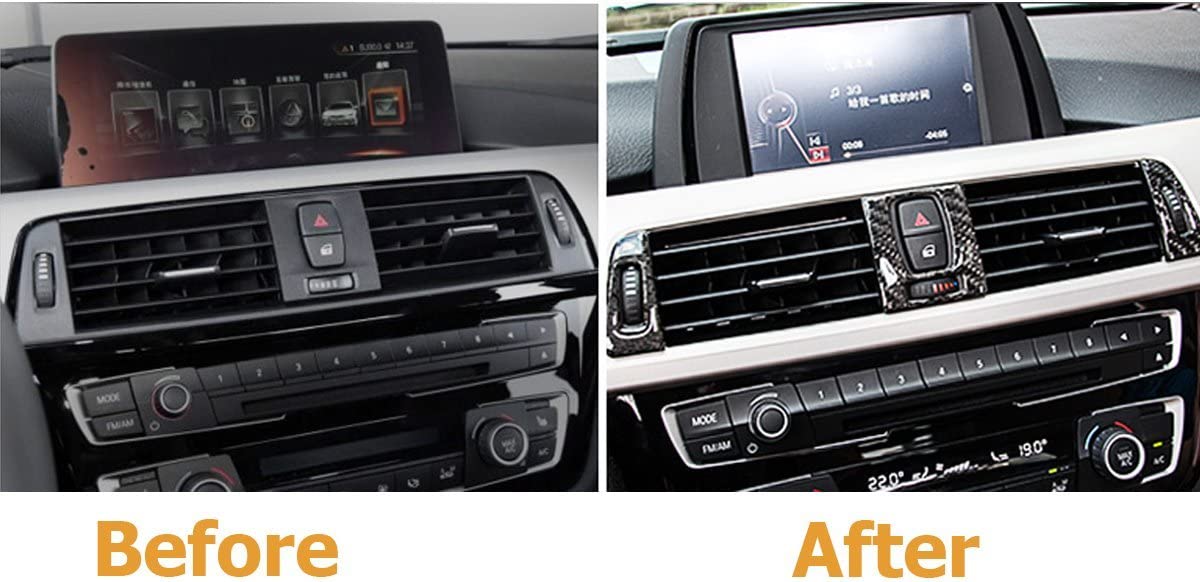 AC Air Outlet Frame Cover Trim, Real Carbon Fiber, Compatible with 3 Series F30 F31 2012-2018, GT F34 2014-2018, 4 Series F32 F33 F36 2014-2018 - Delicate Leather