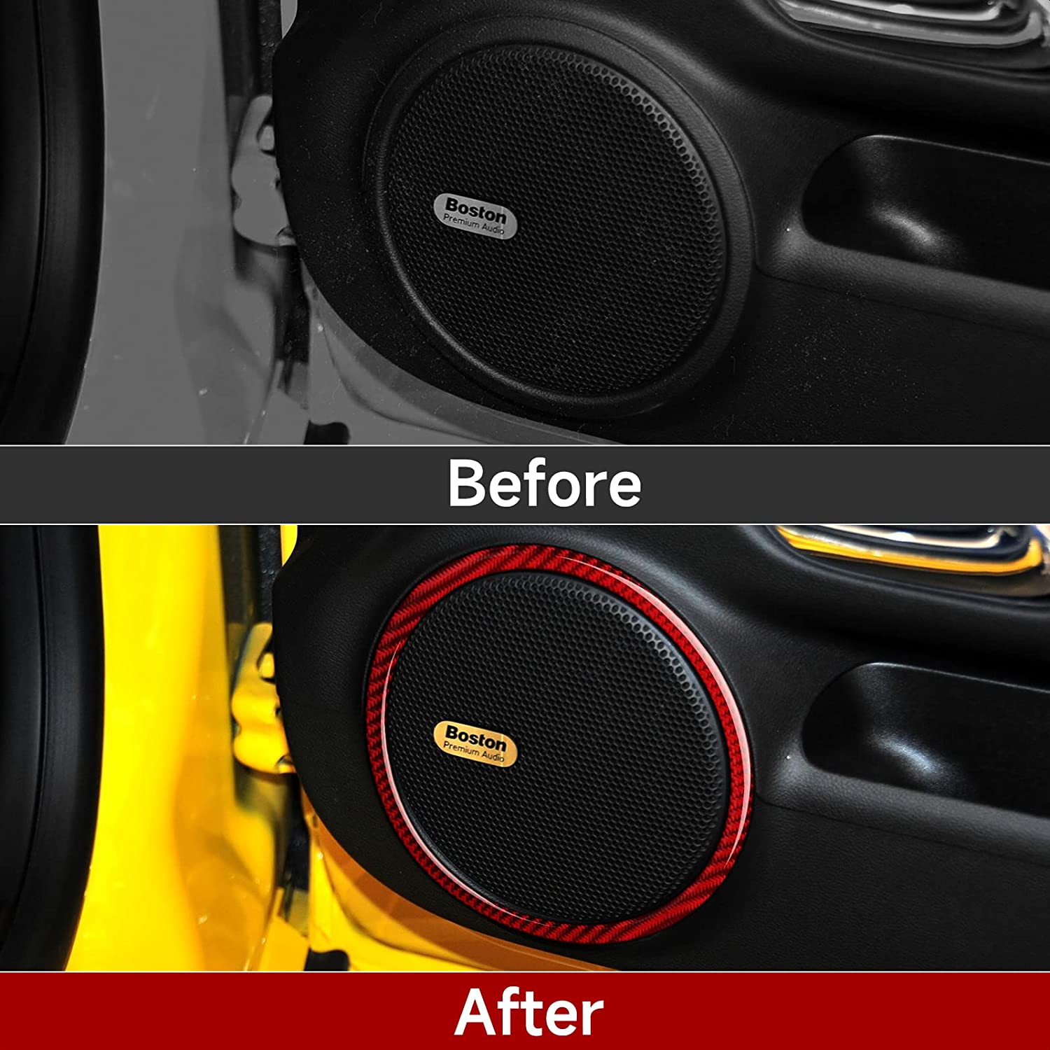 Carbon Fiber Car Door Audio Speaker Sticker Interior Trim Cover for Camaro 2010 2011 2012 2013 2014 2015 Accessories - Delicate Leather