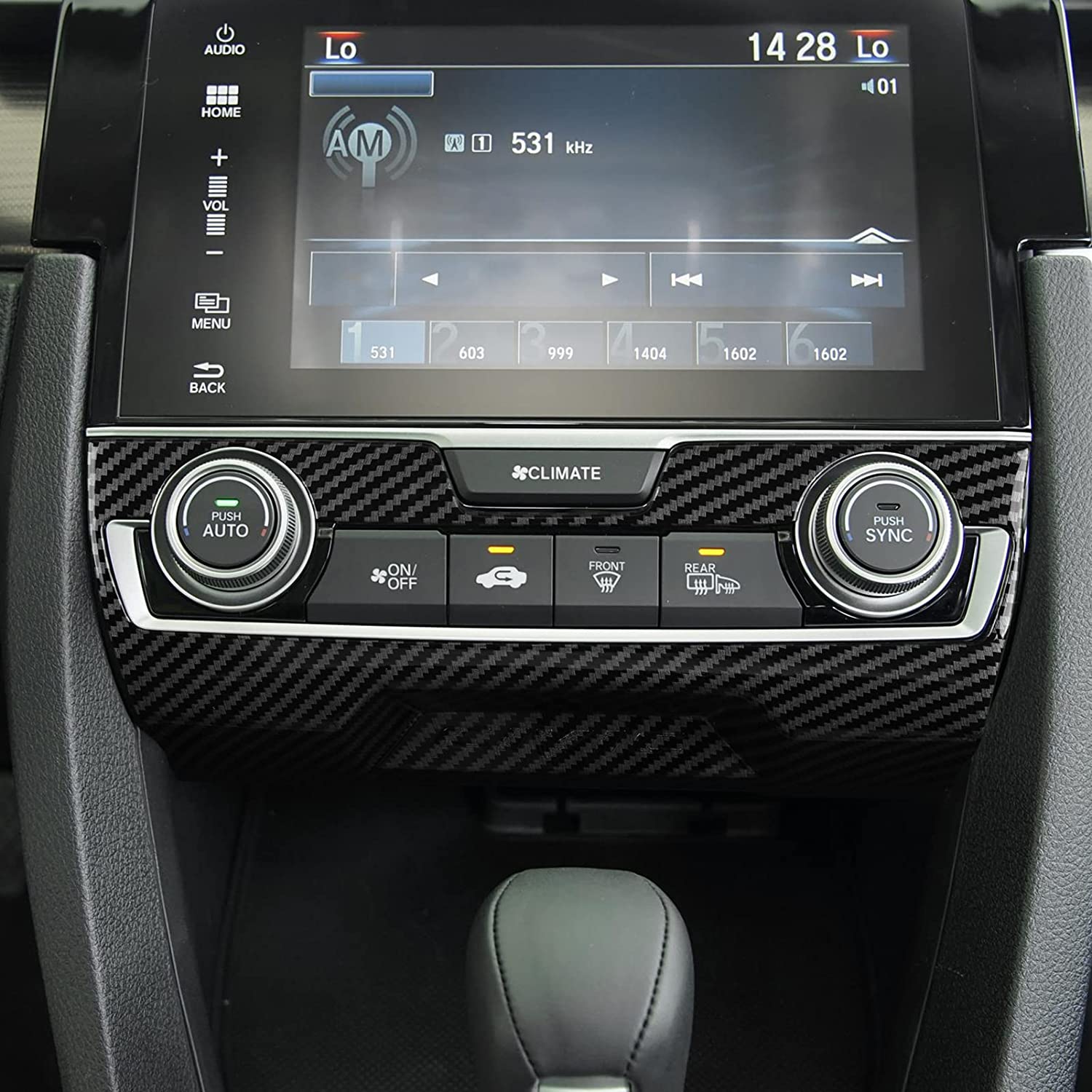 ABS Carbon Fiber Compatible with 2016 2017 2018 2019 2020 2021 Civic 10th Gen Accessories Air Condiitioning Center Console Panel Interior Sticker - Delicate Leather