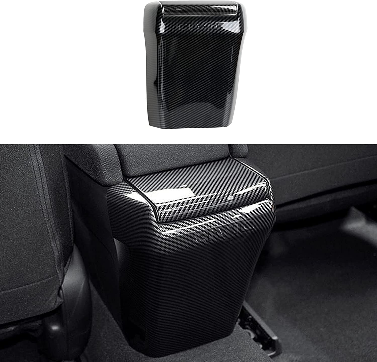 Armrest Box Cover Trim Decals Compatible with 2016 2017 2018 2019 2020 2021 Civic Accessories ABS Carbon Fiber Interior Sticker - Delicate Leather