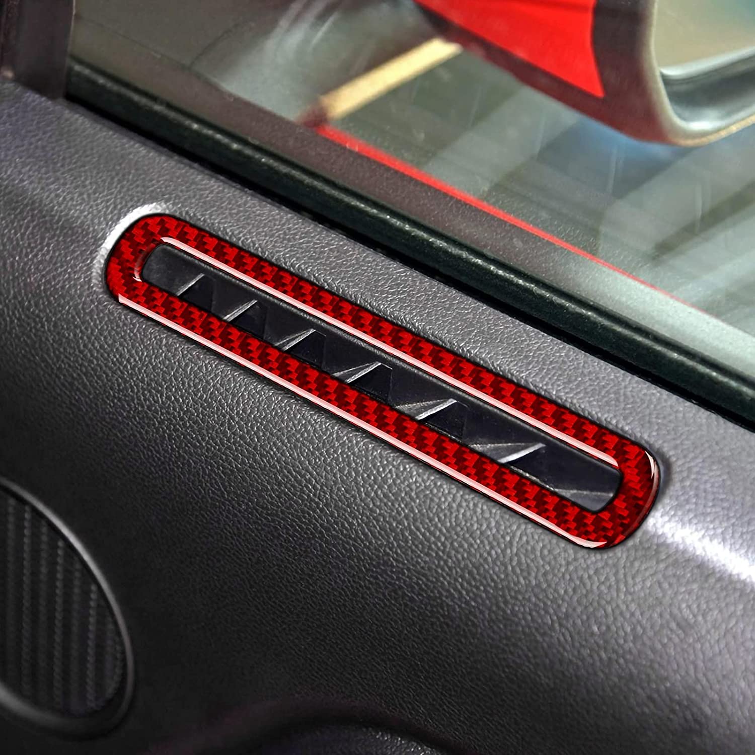 Carbon Fiber Car Door Air Conditioner Outlet Vent Sticker Decal Interior Trim Cover for Mustang 2015 2016 2017 2018 2019 2020 Accessories - Delicate Leather