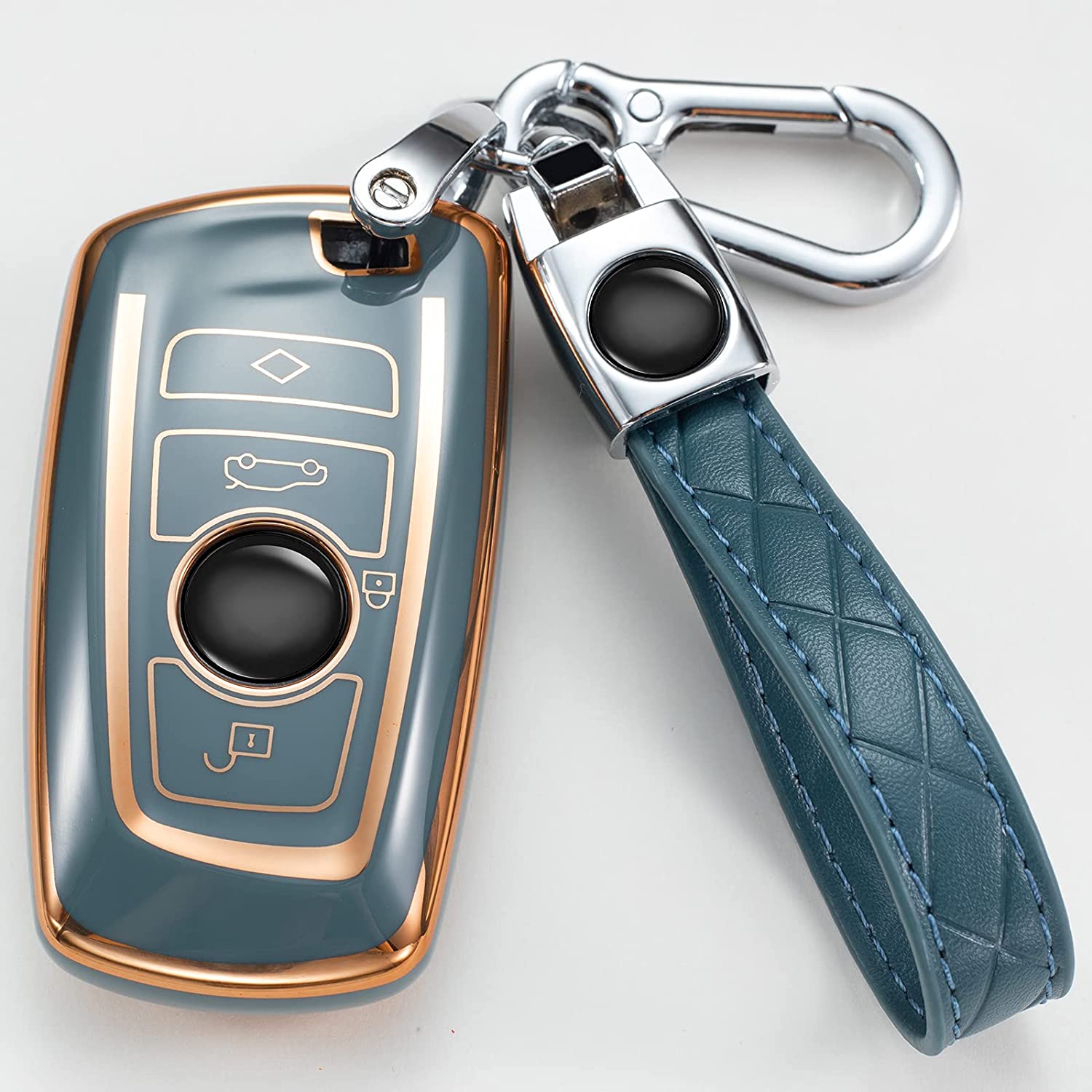 Key Fob Cover for BMW, Key Fob Case for BMW 1 3 4 5 6 7 Series X3 X4 M5 M6 GT3 GT5 Remote Control Key Premium Soft TPU Anti-dust Full Protection - Delicate Leather