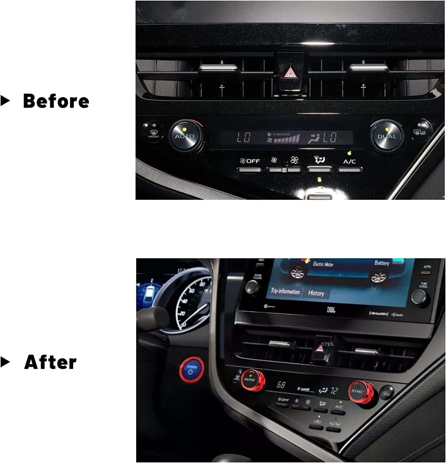 3Pcs Compatible with Camry 2023 2022 2021 Accessories Car Auto Air Conditioning AC Button Cover Trims with Engine Start Stop Push Button Switch Cover Ring Sporty - Delicate Leather