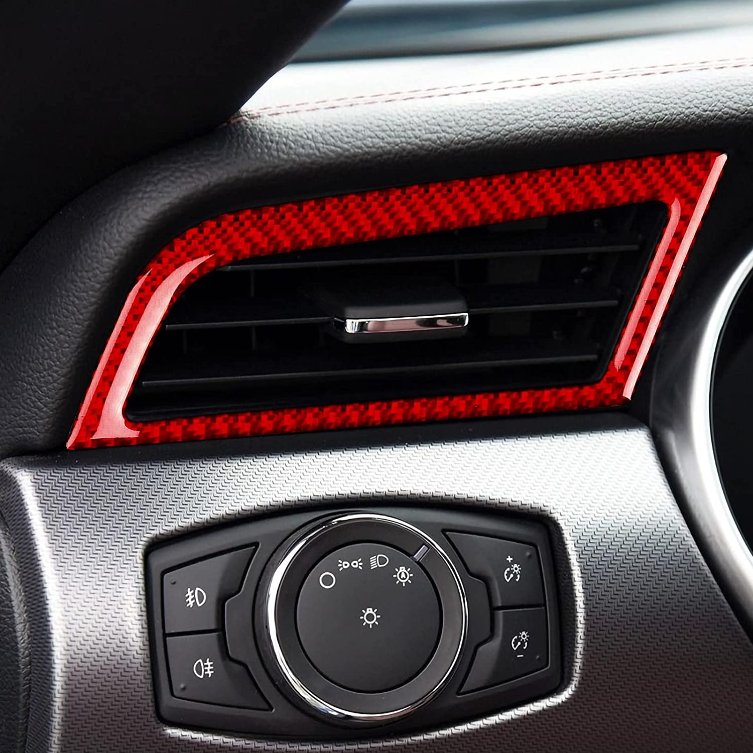 Carbon Fiber Car Side Air Conditioning Vent Sticker Decal Interior Trim Cover for Mustang 2015 2016 2017 2018 2019 2020 Accessories - Delicate Leather