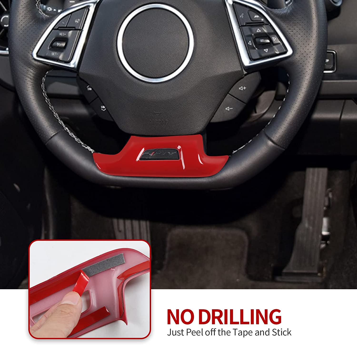 Steering Wheel Trim Decoration Cover Interior Accessories for Camaro 2017-2022 - Delicate Leather