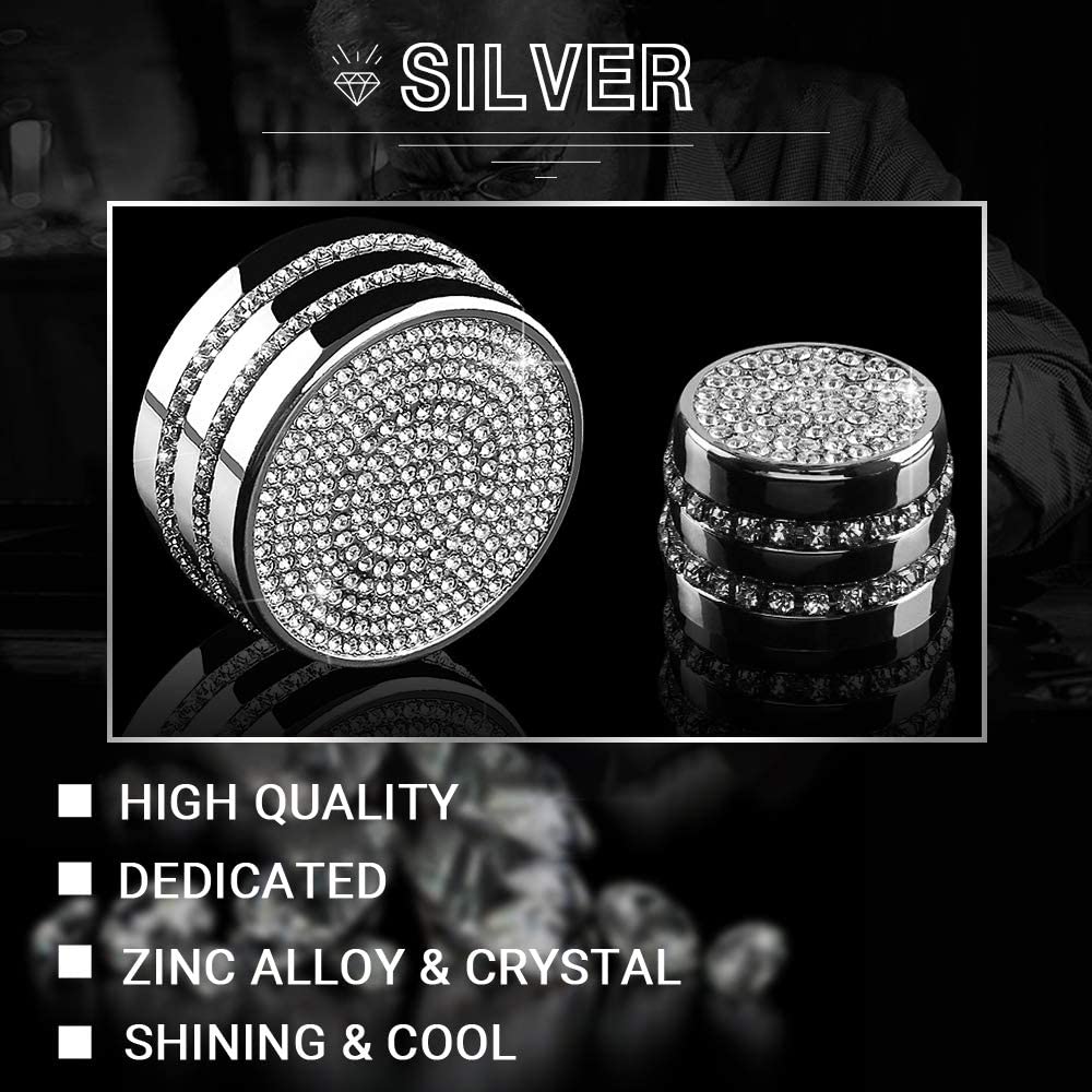 Car Interior Bling Accessories for 3 CX-3 MX-5 CX3 MX5 Miata Volume Media Multimedia Knobs Decals Stickers Covers Cap Parts Decoration Trim Men Women Zinc Alloy Crystal Silver Pack of 2 - Delicate Leather