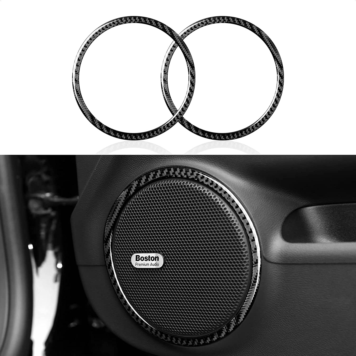 Car Door Audio Speaker Sticker Decal Carbon Fiber Interior Trim Cover for Camaro 2010 2011 2012 2013 2014 2015 Accessories - Delicate Leather