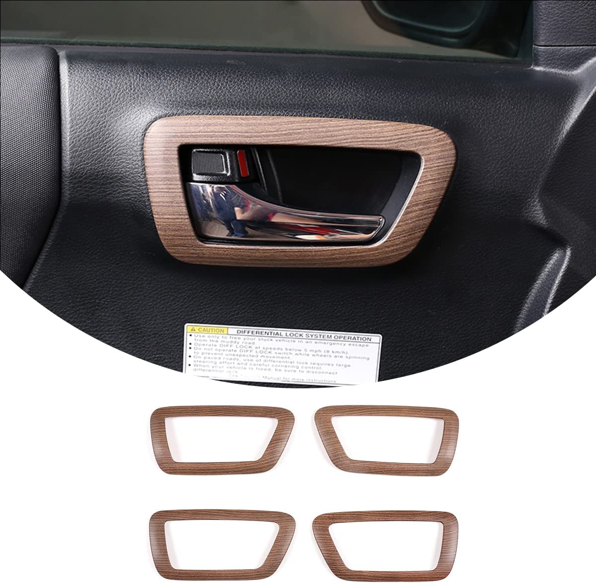ABS Inner Car Look Interior Door Handle Panel Cover Trim - Delicate Leather