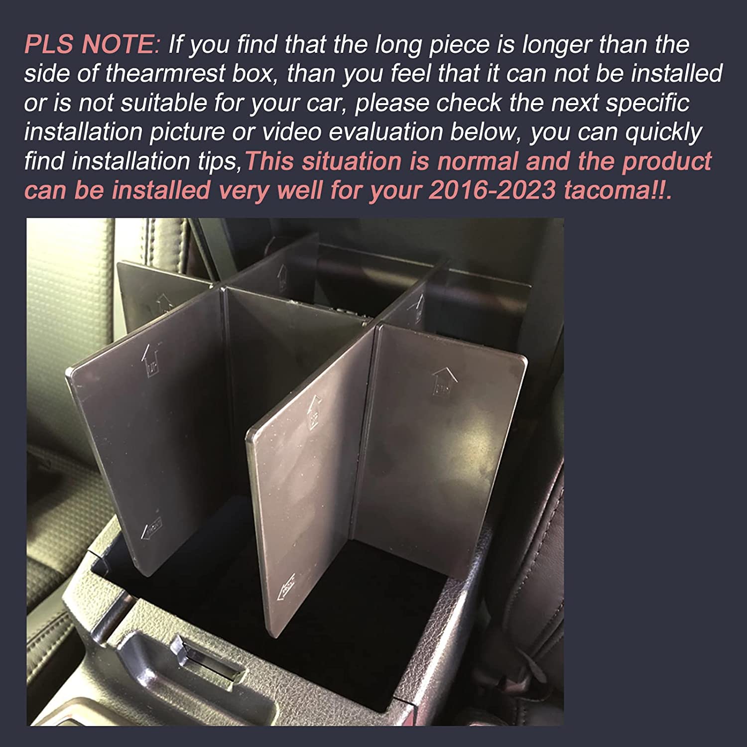 Compatible with 2023 2022 Accessories 2021 2020 2019 2018 2017 2016 Center Console Dividers, Insert Armrest Box ABS Materials Organizer - Delicate Leather