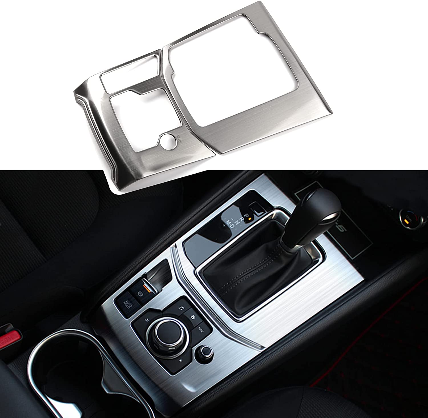 2 PCS Compatible with Mazda CX-5 2023 2022 2021 2020 2019 2018 2017 Accessories Car Gear Panel Cover Trims Frame Gear Shift Knob Center Consoles for Left Side Drive Car - Delicate Leather