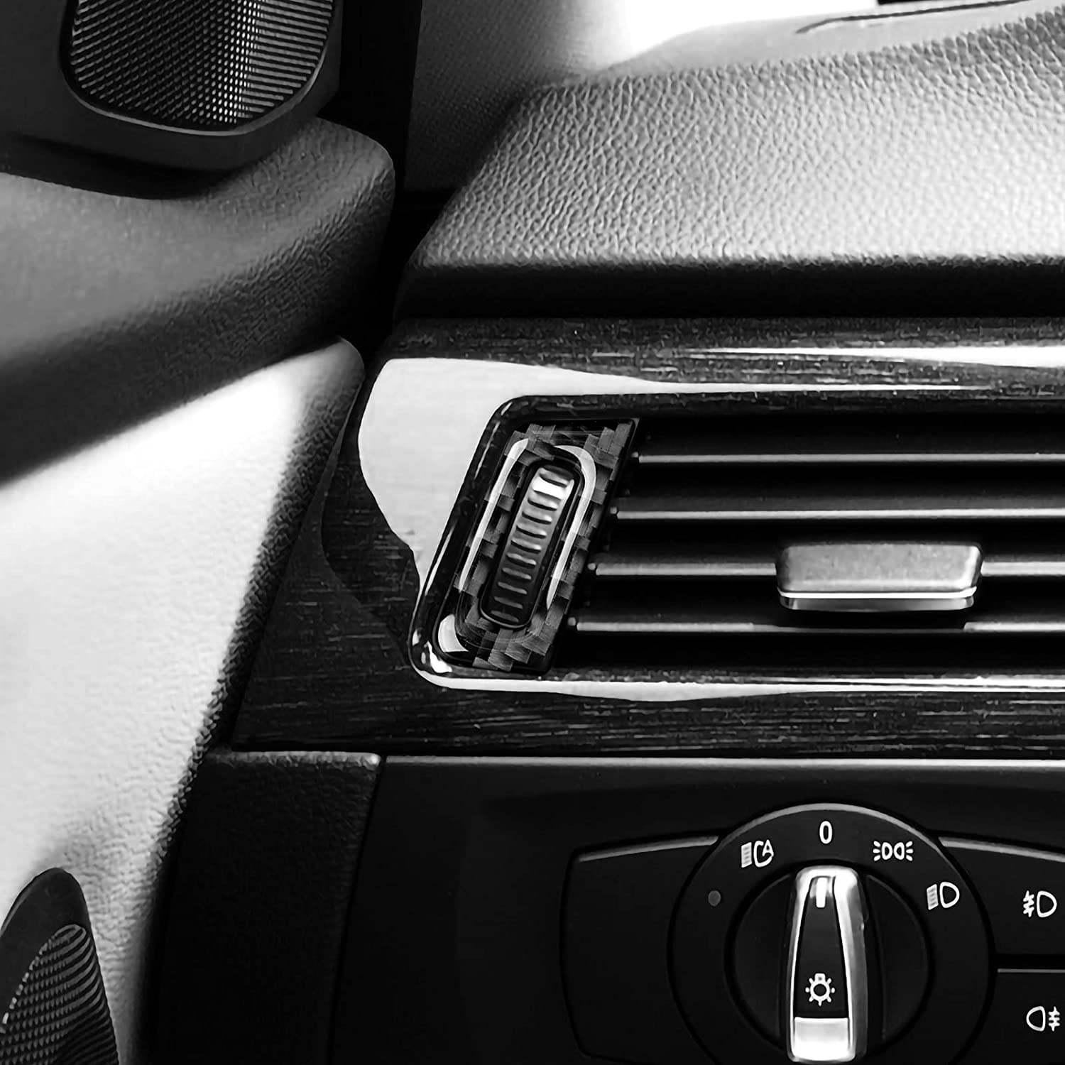 Car Center Console Panel Trim AC Vent Air Conditioner Sticker Carbon Fiber Decal fits for E90 E92 E93 2005 2006 2007 2008 2009 2010 2011 2012 Accessories - Delicate Leather