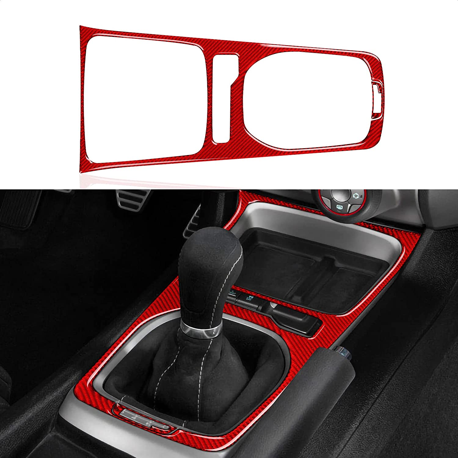 Carbon Fiber Car Gear Shift Panel Sticker Decal Interior Trim Cover for Camaro 2010 2011 2012 2013 2014 2015 Accessories - Delicate Leather
