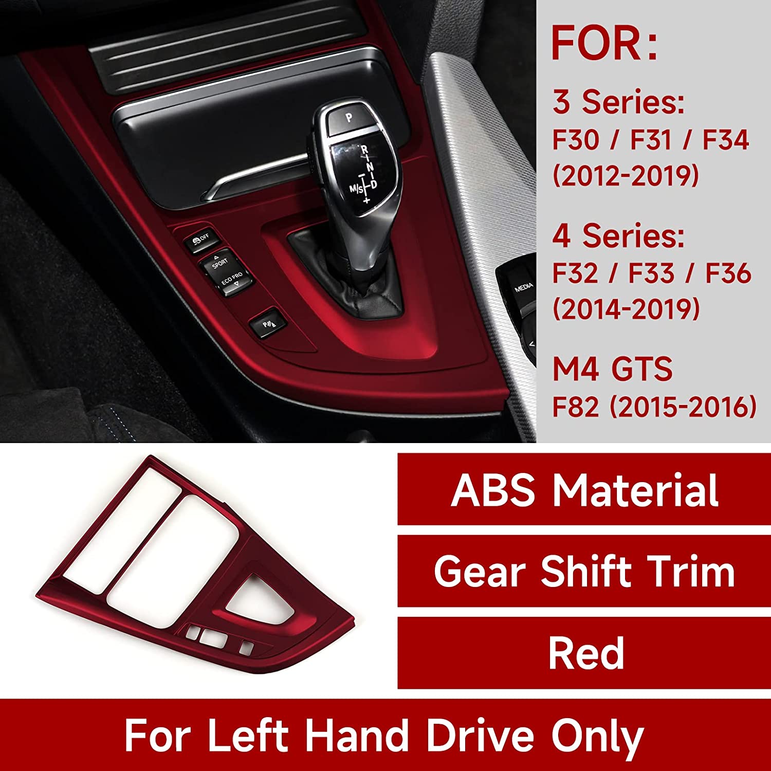 Car Gear Shift Cover Sticker Decal ABS Trim Compatible with 3 4 Series F30 F31 F34 3GT F32 F33 F36 Accessories - Delicate Leather