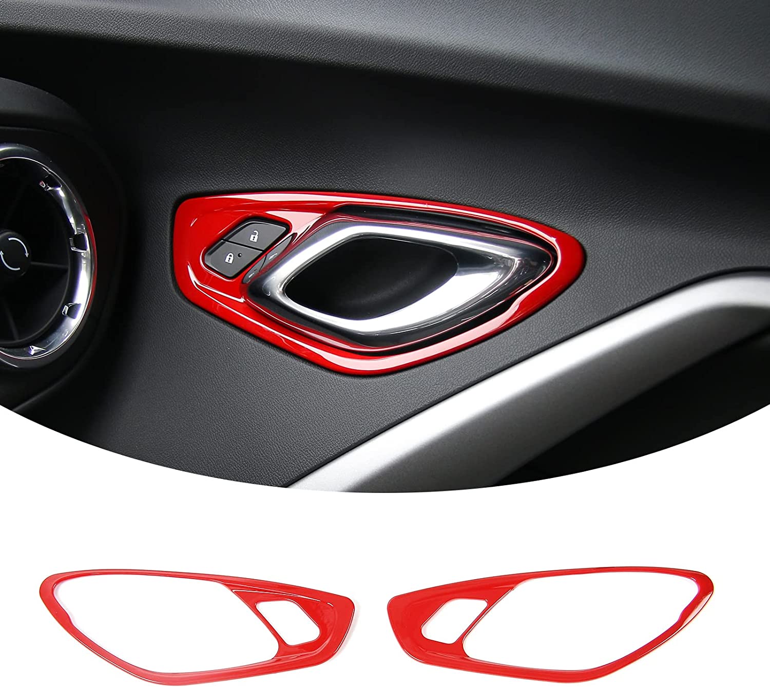 Door Inner Grab Handle Cover Frame ABS Decor Trim Interior Accessories for Camaro 2017-2022 - Delicate Leather