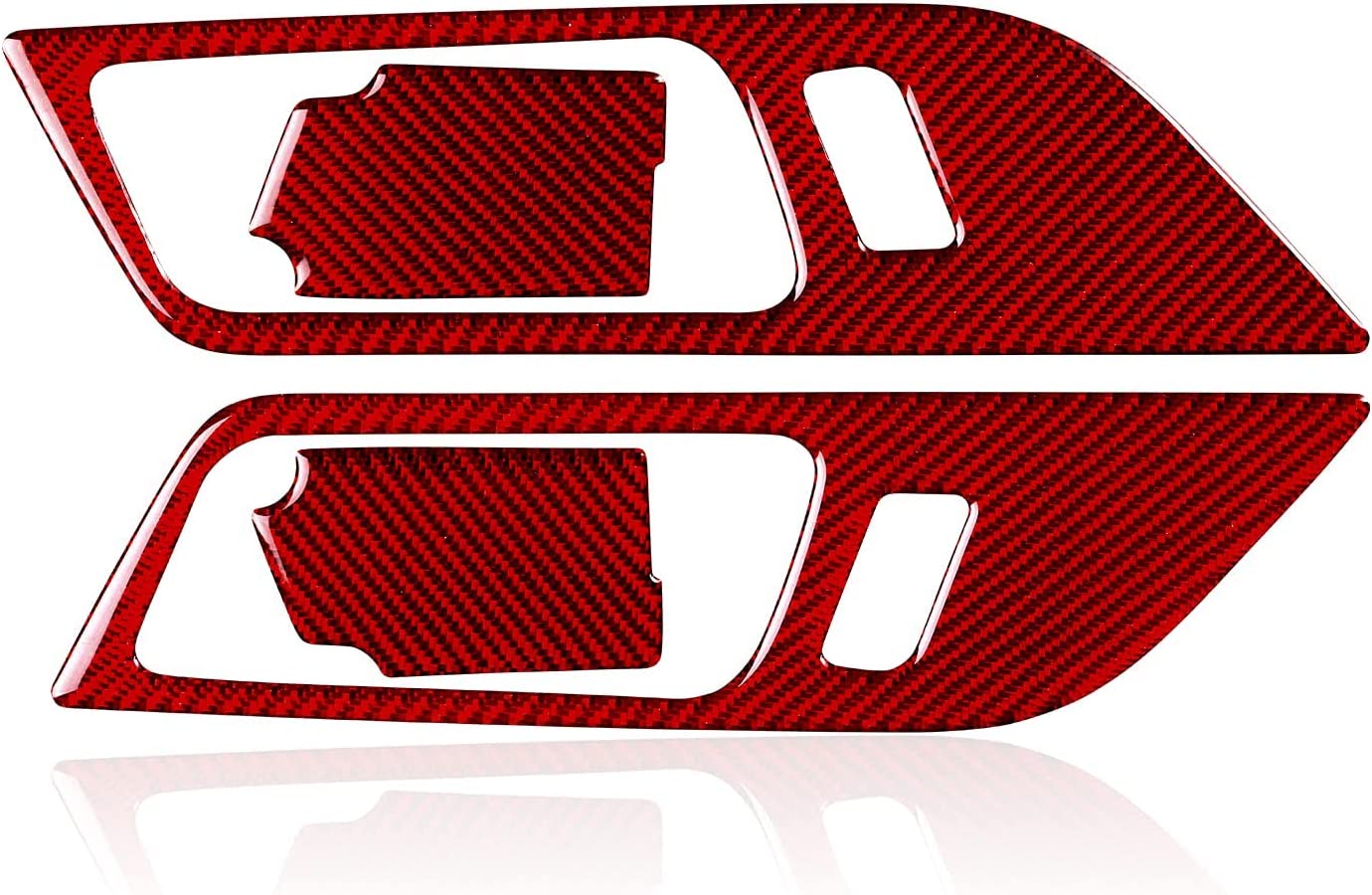 Carbon Fiber Car Interior Door Handles Door Bowl Trim Sticker Decal Cover for Ford Mustang 2015 2016 2017 2018 2019 2020 Accessories - Delicate Leather