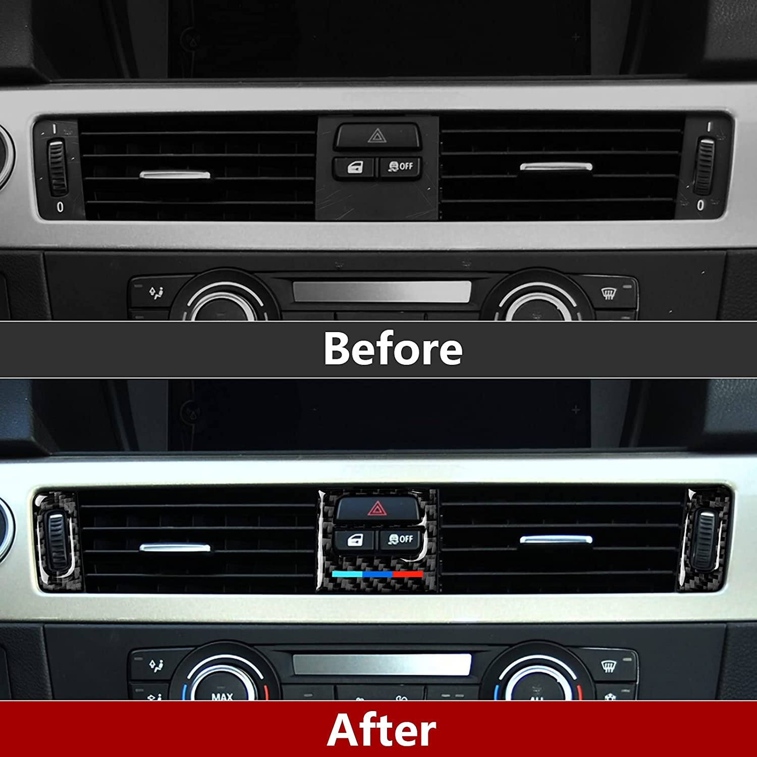 Car Center Console Panel Trim AC Vent Air Conditioner Sticker Carbon Fiber Decal fits for E90 E92 E93 2005 2006 2007 2008 2009 2010 2011 2012 Accessories - Delicate Leather