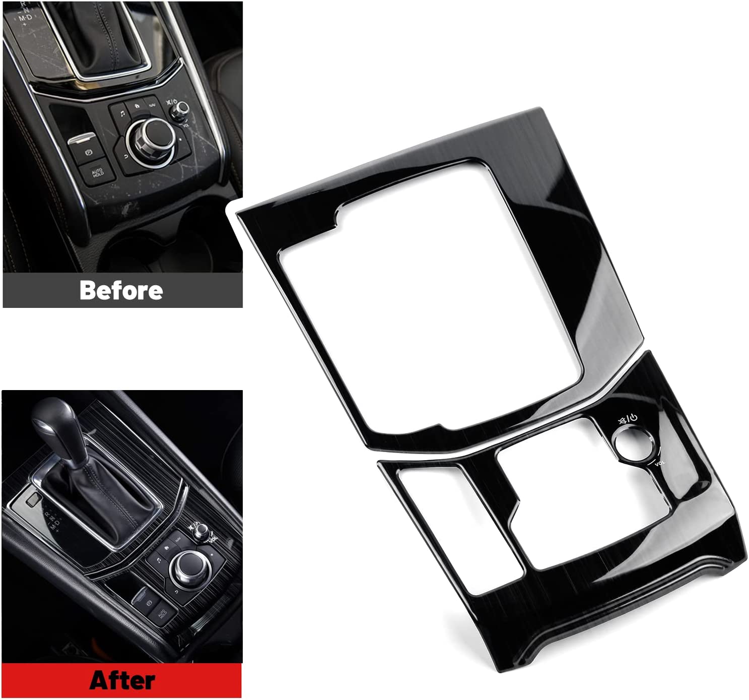 2 PCS Compatible with Mazda CX-5 2023 2022 2021 2020 2019 2018 2017 Accessories Car Gear Panel Cover Trims Frame Gear Shift Knob Center Consoles for Left Side Drive Car - Delicate Leather