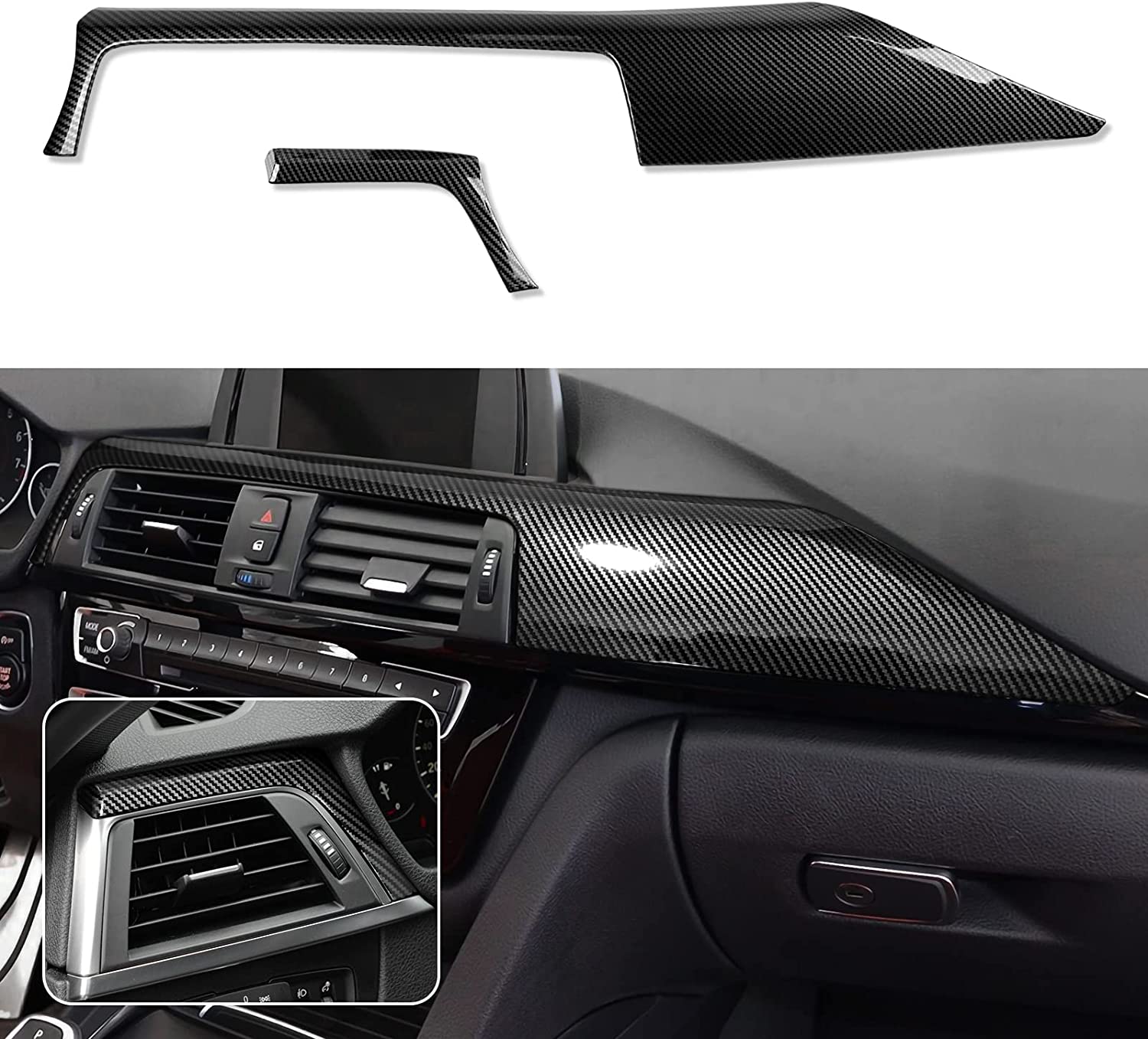 Car Dashboard Cover Panel Sticker Carbon Color ABS Decal Trim fits for 3 4 Series F30 F31 F34 3GT F32 F33 F36 Accessories - Delicate Leather