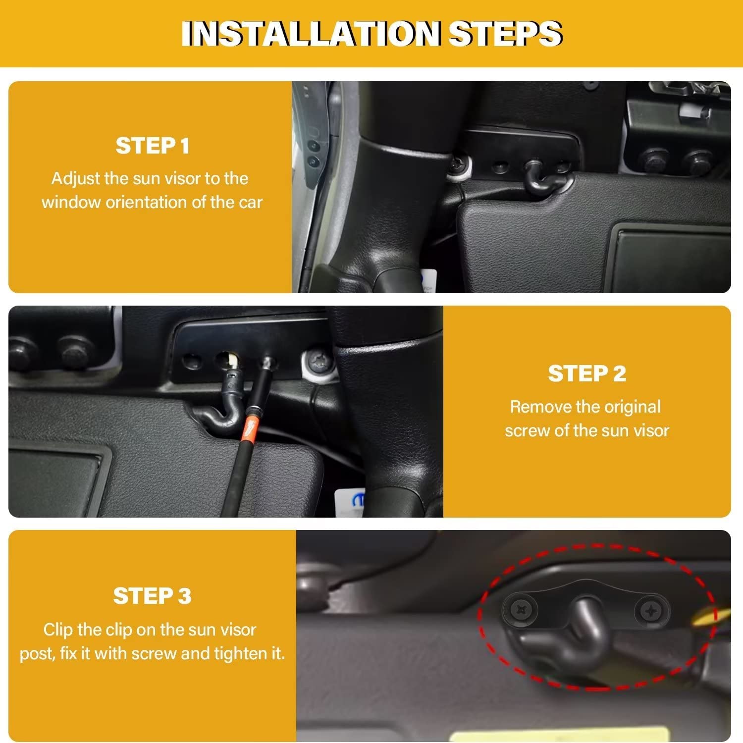 Sun Visor Repair Kit Heavy Duty Sun Visor Clips Compatible with Wrangler JK & JL 2018-2022/ Gladiator 2020-2022 (2 Pack) - Delicate Leather